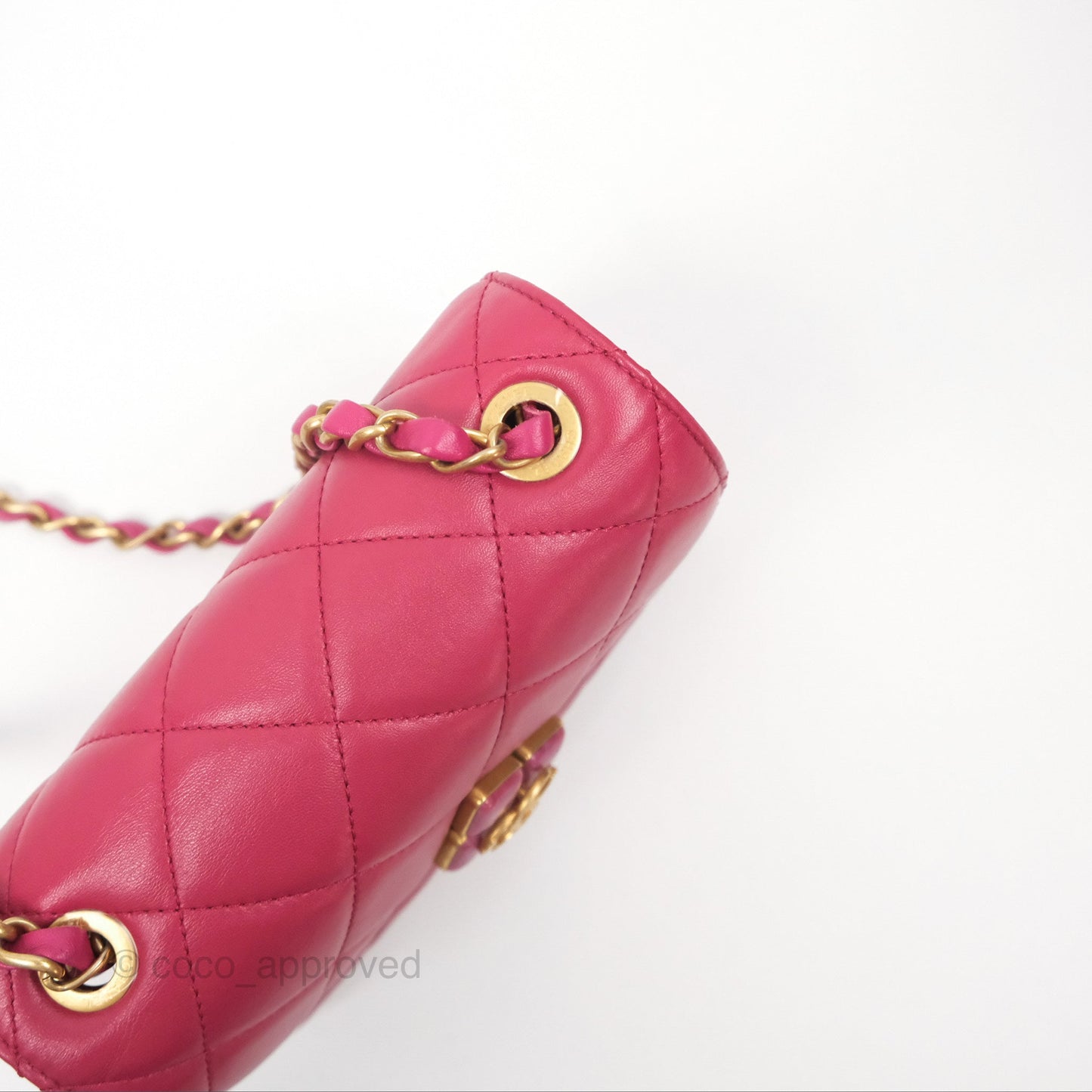 Chanel Diamond Lock CC Flap Bag Pink Lambskin Gold Hardware