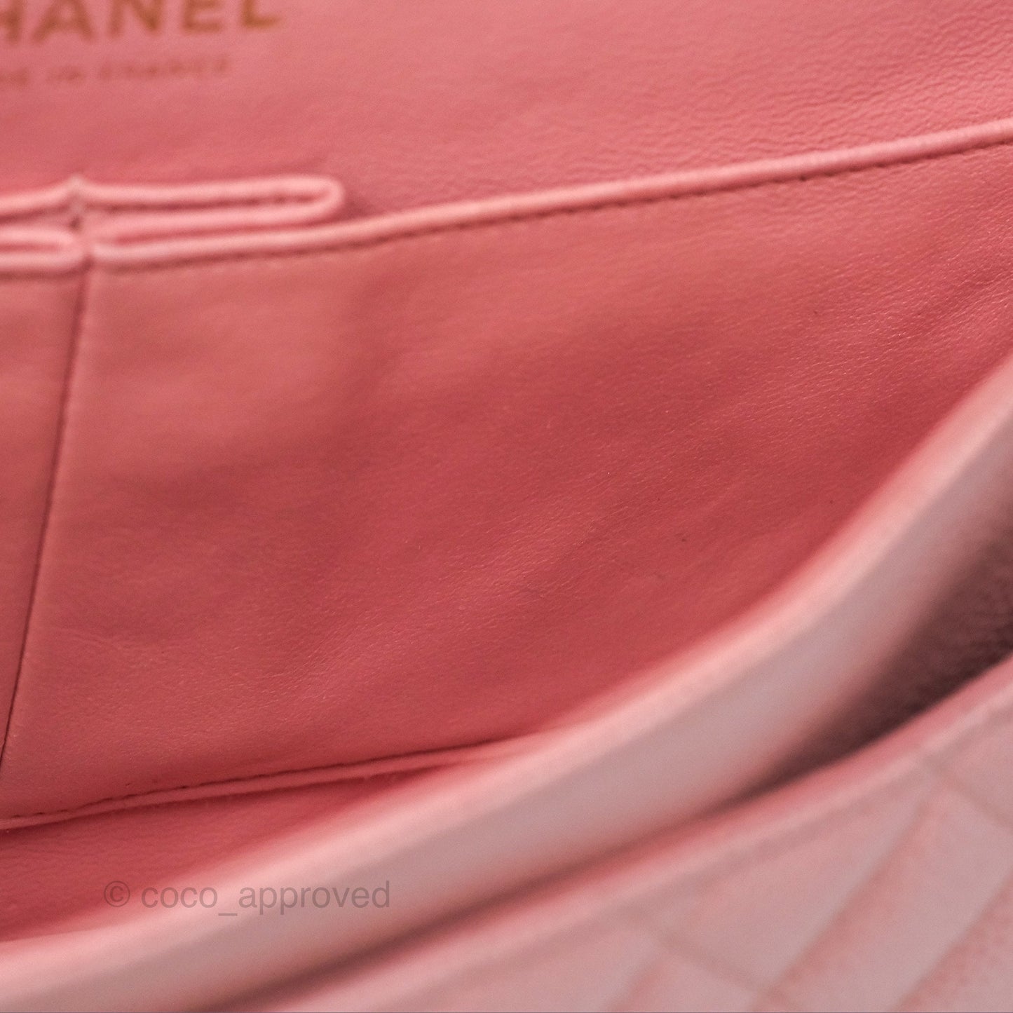 Chanel Vintage Classic M/L Medium Flap Quilted Sakura Pink Caviar 24K Gold Hardware
