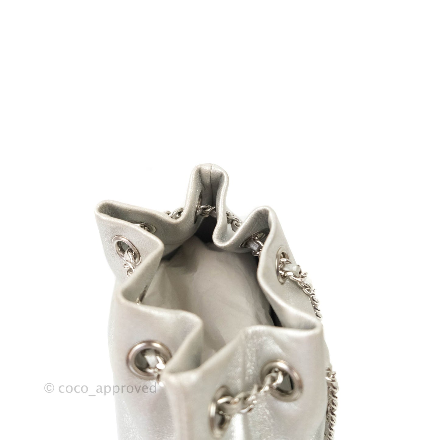 Chanel Quilted Small Metallic Silver Backpack in Seoul Lambskin Silver Hardware