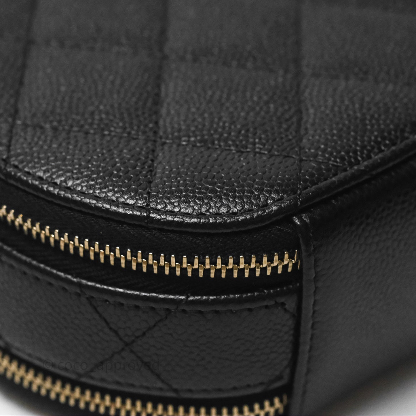 Chanel Mini Round Vanity Bag Handle With Care Black Caviar 22C