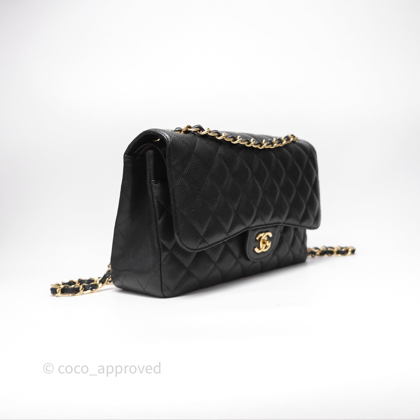 Chanel Jumbo Double Flap Black Caviar Gold Hardware⁣⁣