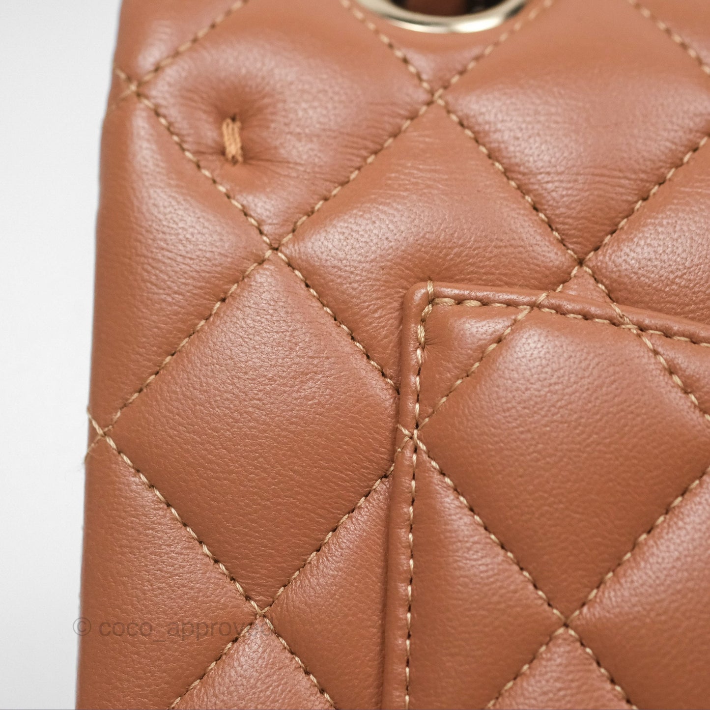 Chanel Small Classic Quilted Flap Dark Beige Caramel Lambskin Gold Hardware