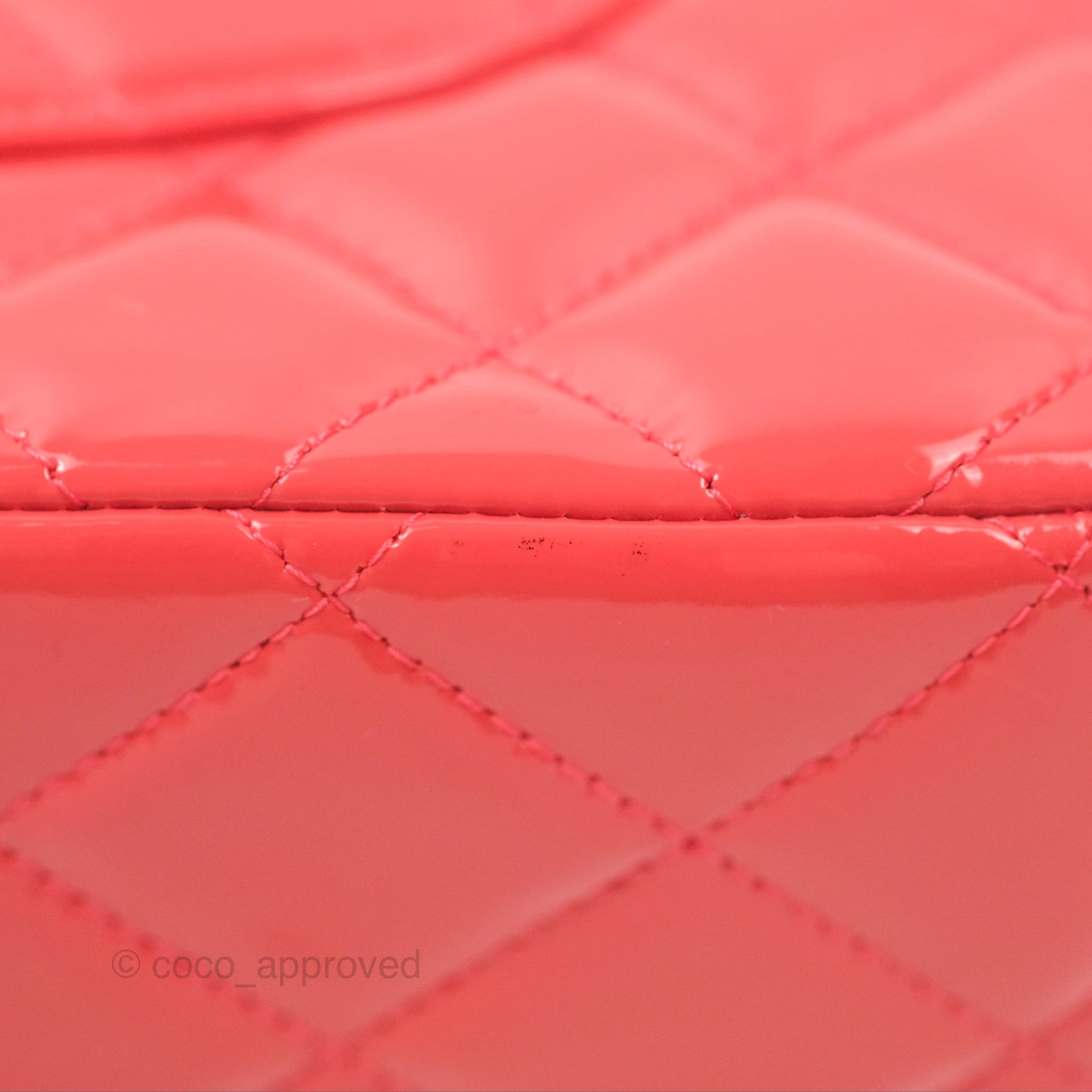Chanel Jumbo Double Flap Coral Pink Patent Silver Hardware⁣⁣