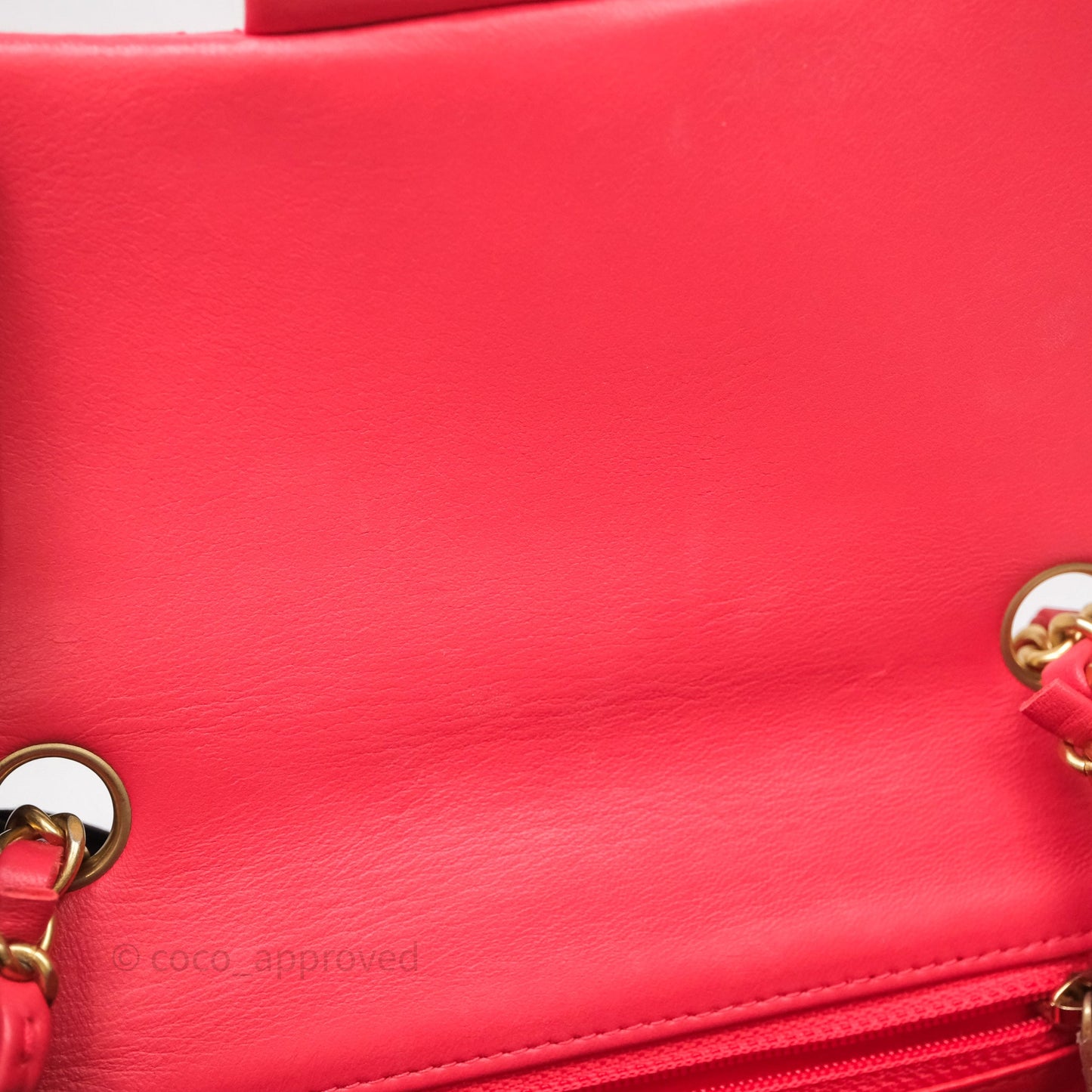 Chanel Mini Square Quilted Red Lambskin Aged Gold Hardware