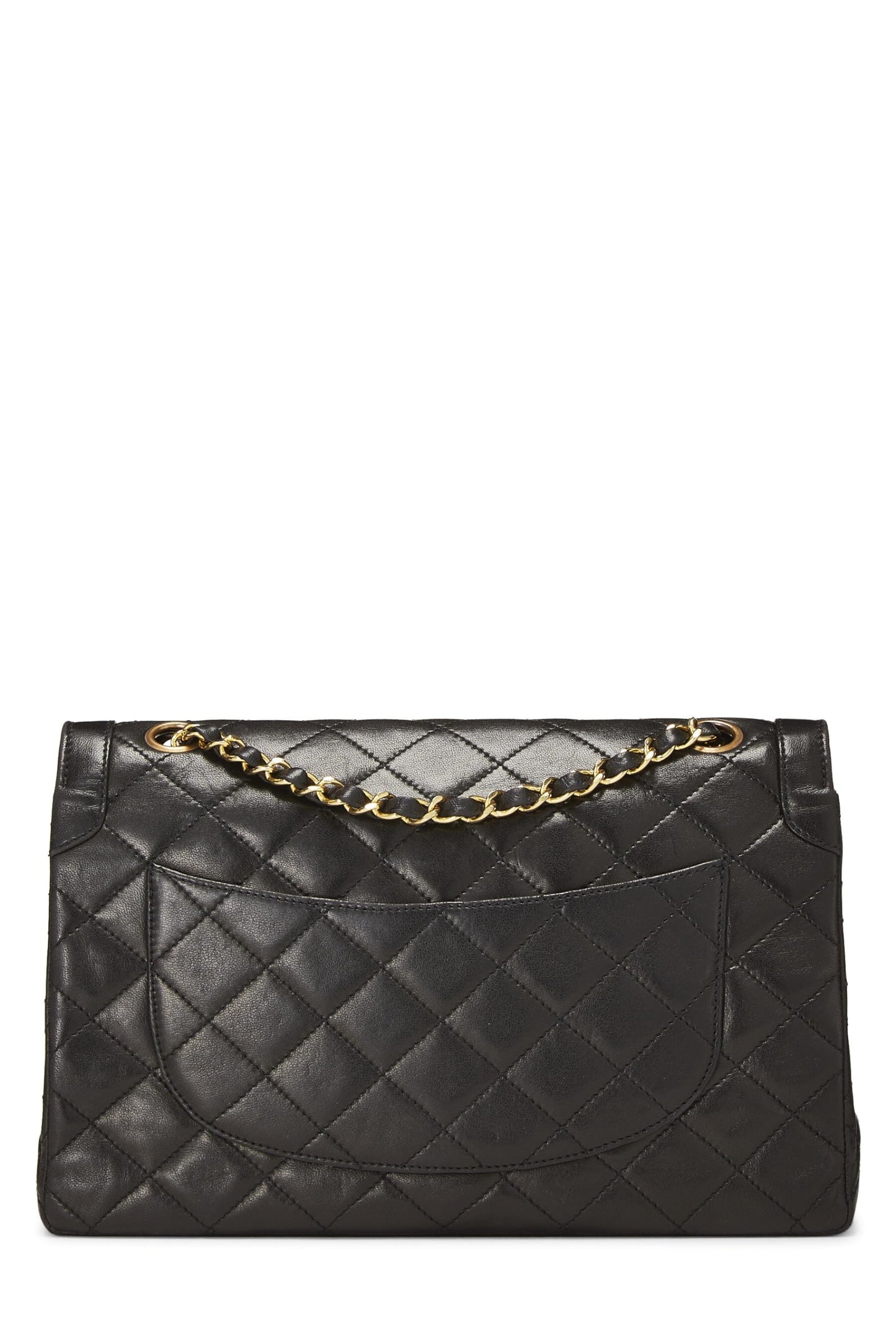 Chanel,  Black Quilted Lambskin Paris Limited Double Flap Medium, Black