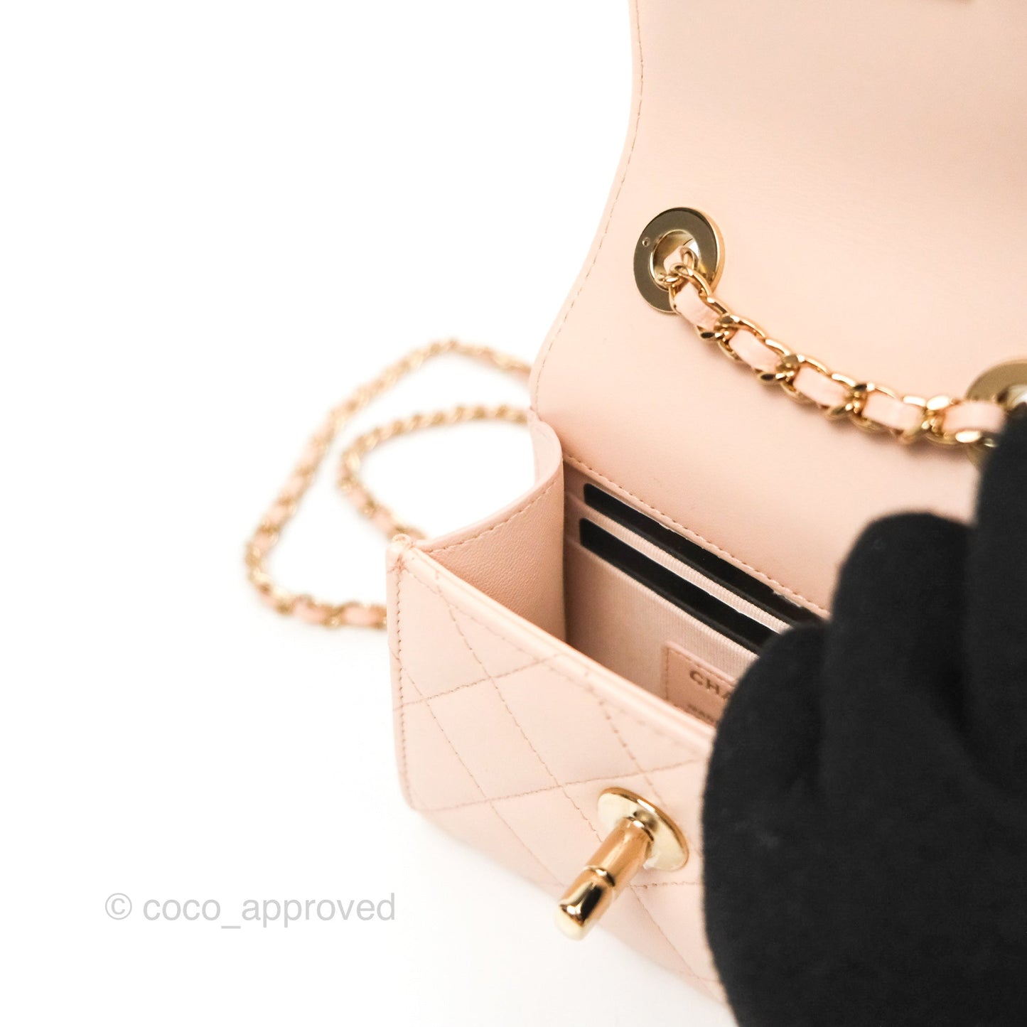 Chanel Mini Quilted Trendy CC Clutch With Chain Light Pink Lambskin Gold Hardware