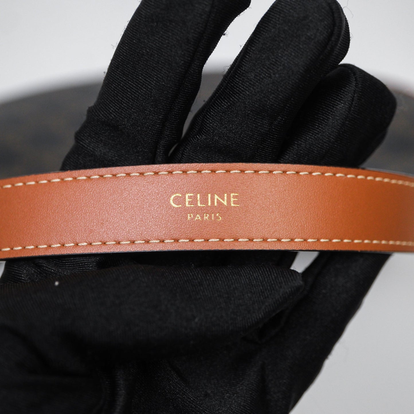 Celine Ava Bag In Triomphe Canvas Calfskin Tan