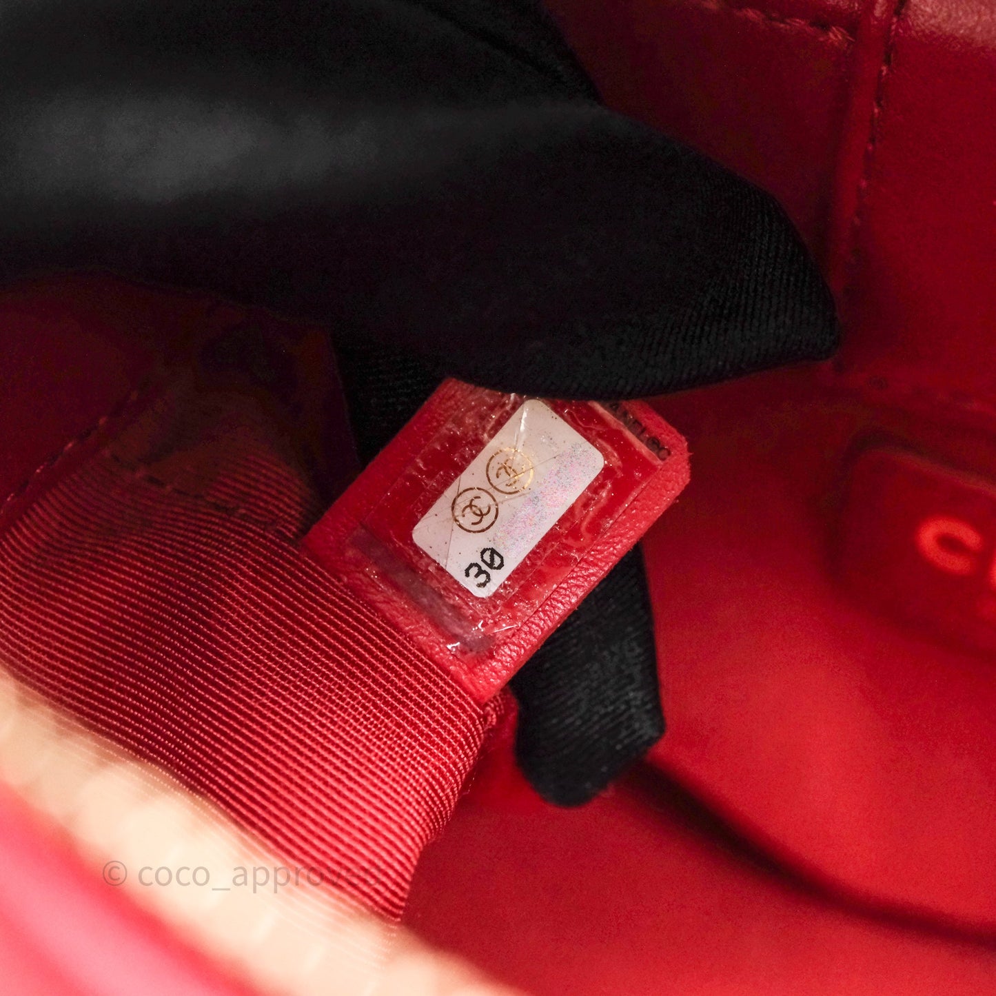 Chanel CC Vanity Case Red Calfskin Aged Gold Hardware