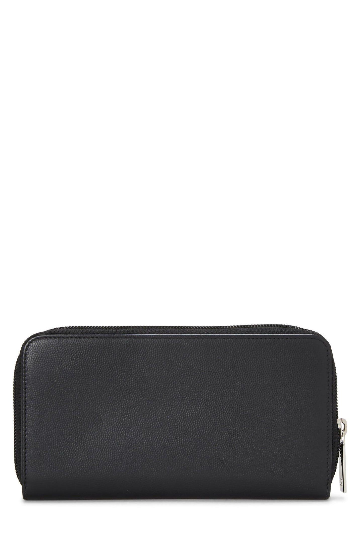 Chanel,  Black 'CC' Caviar Zip Around Wallet, Black