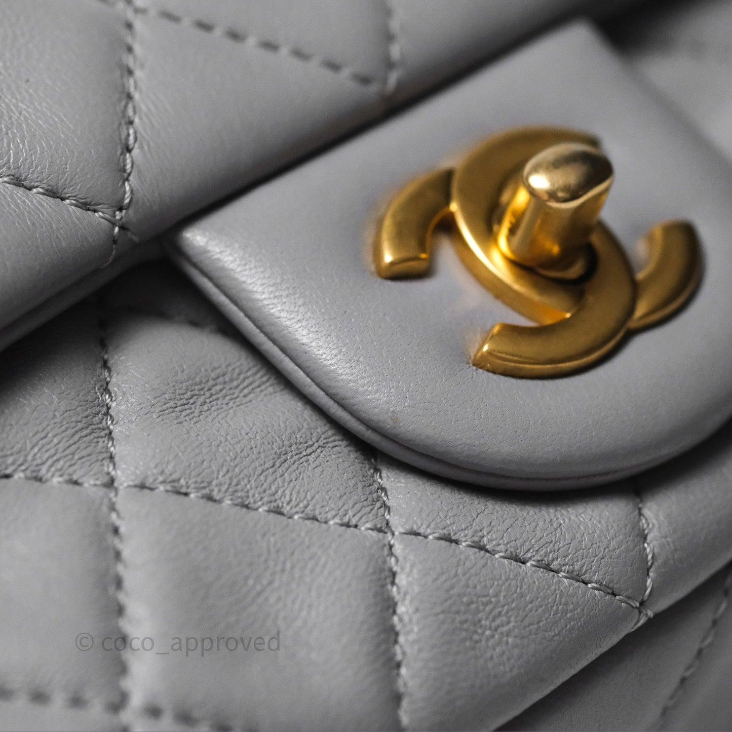 Chanel Pearl Crush Mini Rectangular Quilted Grey Lambskin Aged Gold Hardware