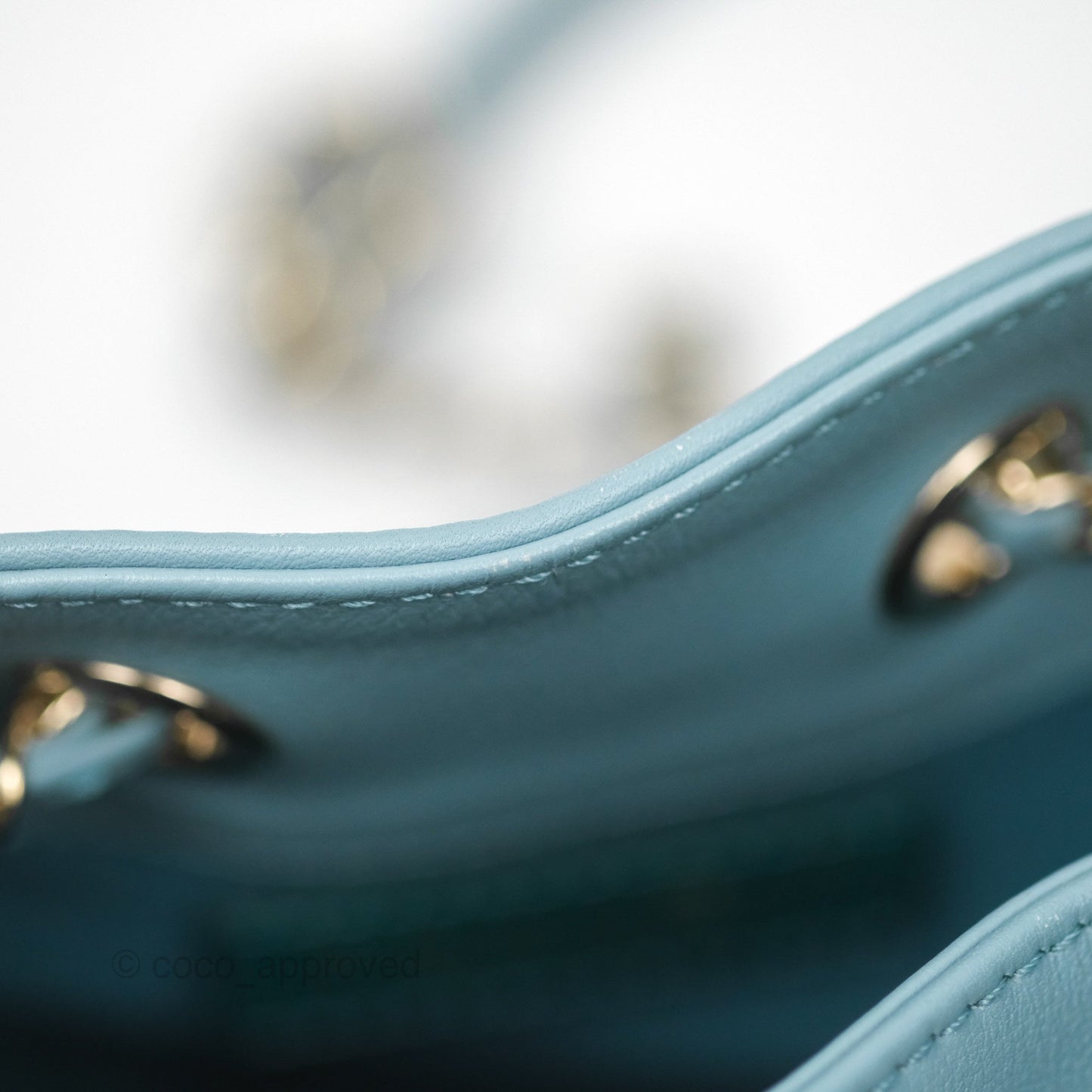 Chanel Small Drawstring Bucket Bag Blue Calfskin Gold Hardware