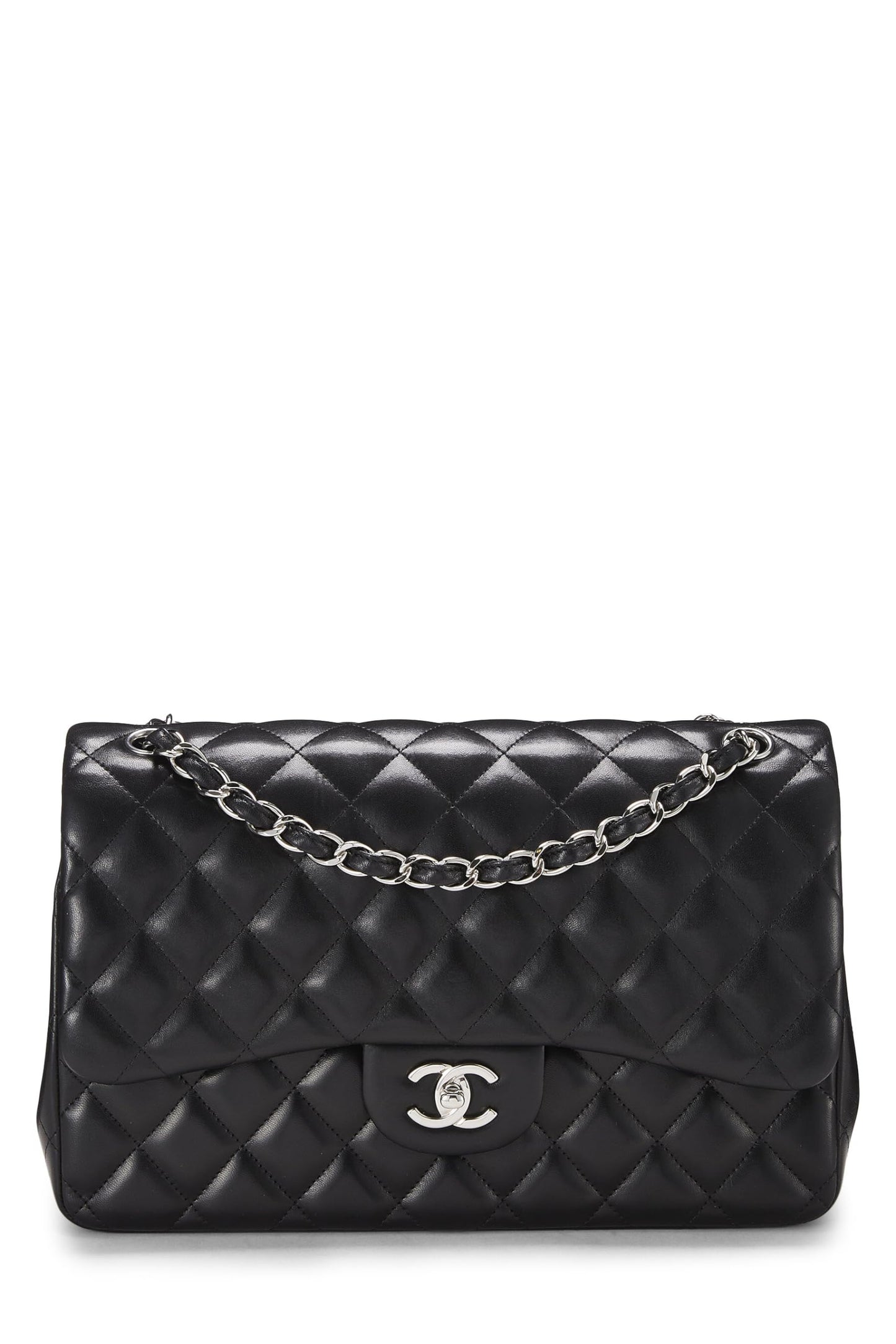 Chanel,  Black Quilted Lambskin New Classic Double Flap Jumbo, Black