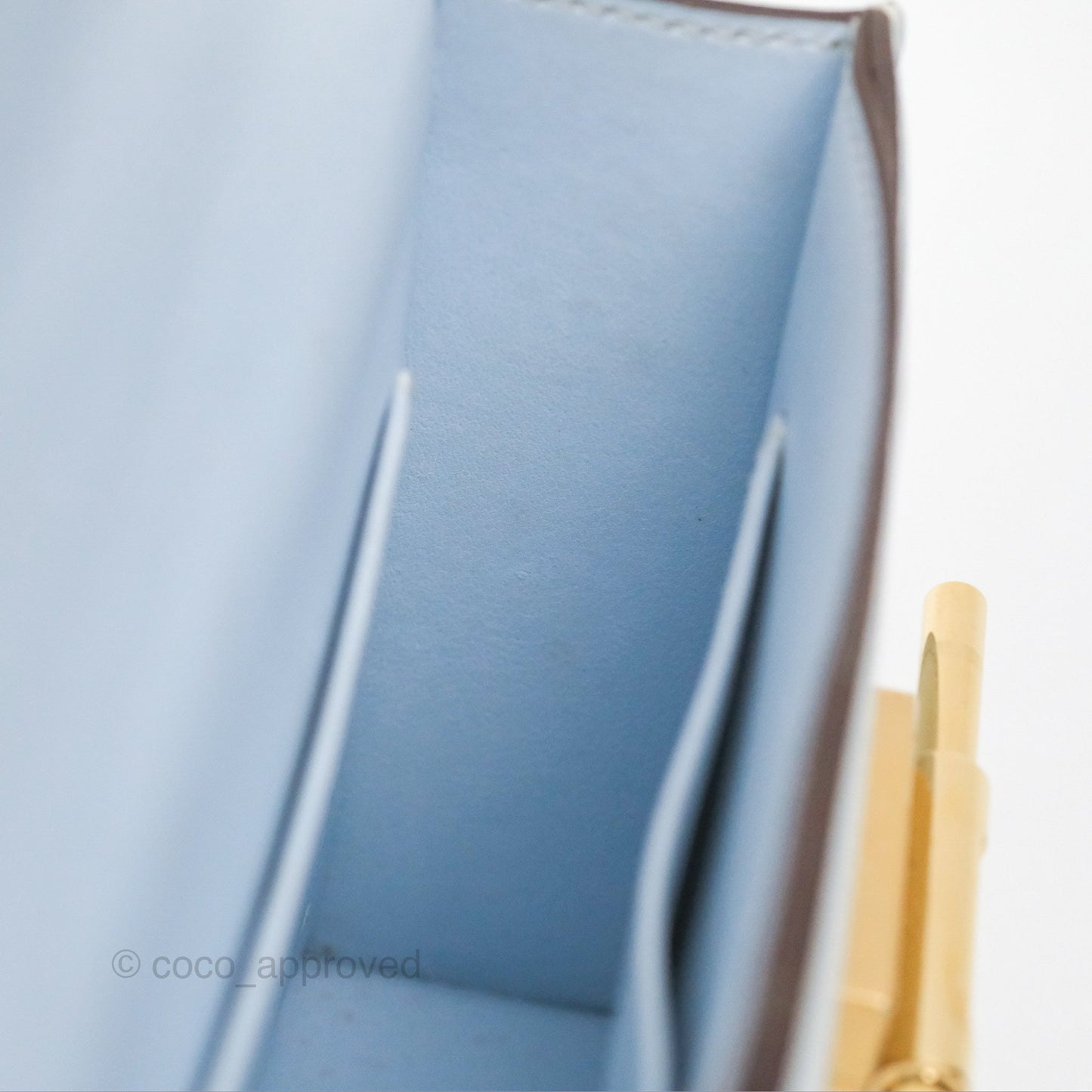 Hermes Mini Verrou Bleu Brume Chèvre Mysore Gold Hardware