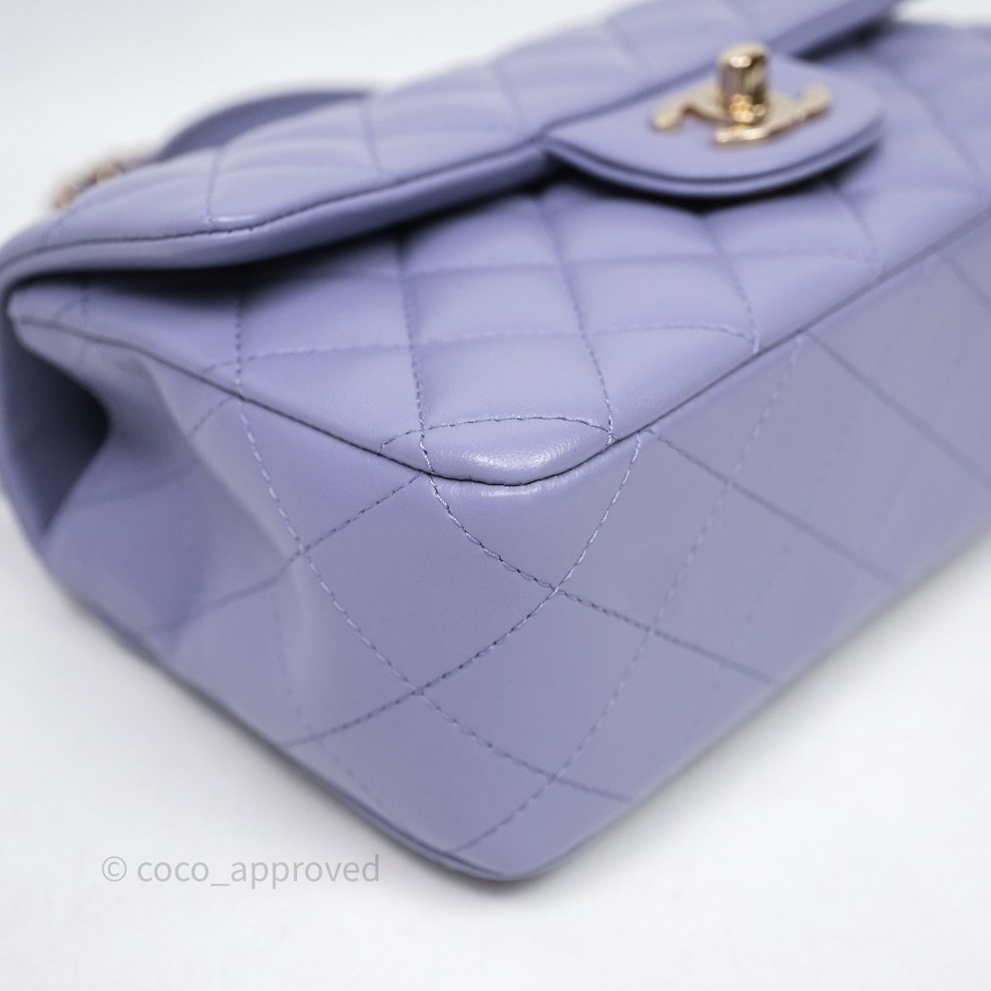 Chanel Top Handle Mini Rectangular Flap Purple Lambskin Gold Hardware