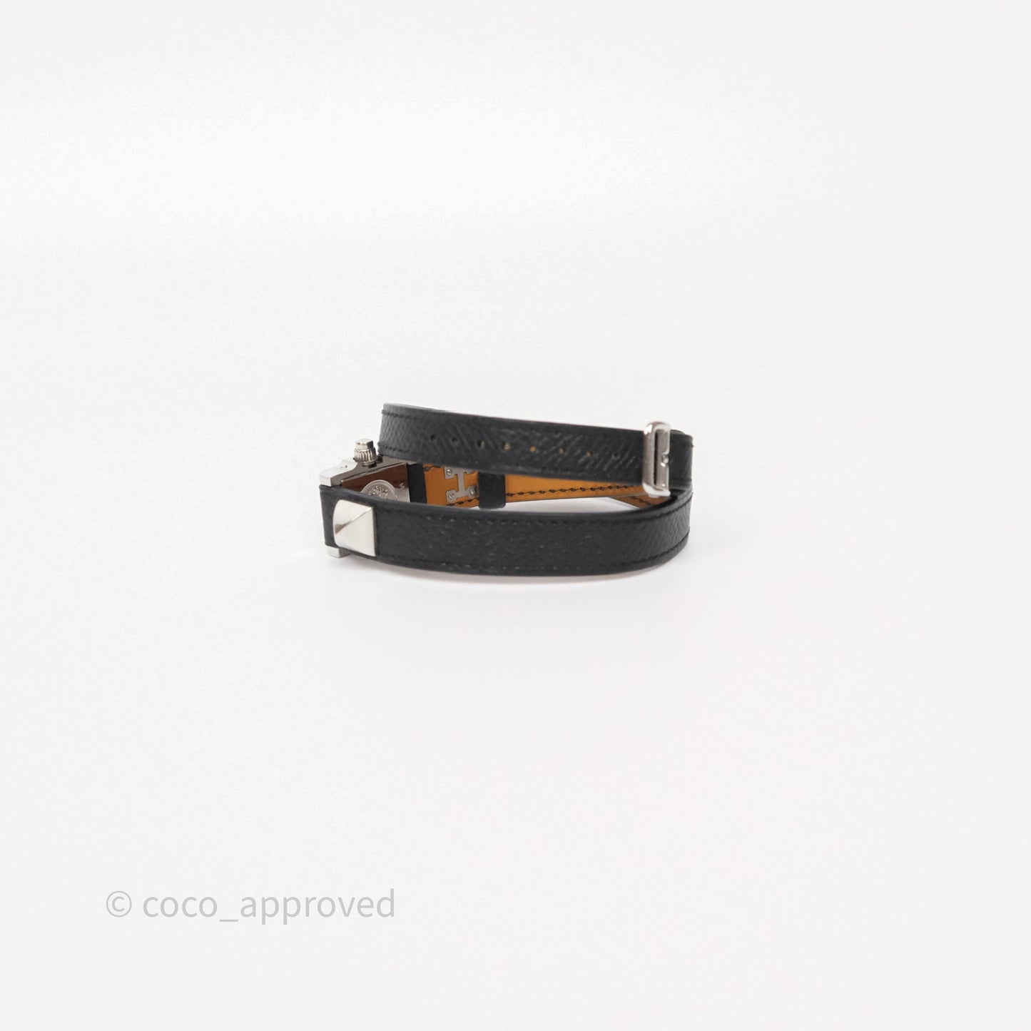 Hermes Medor Watch Mini Model Black Double Strap & Orange Strap