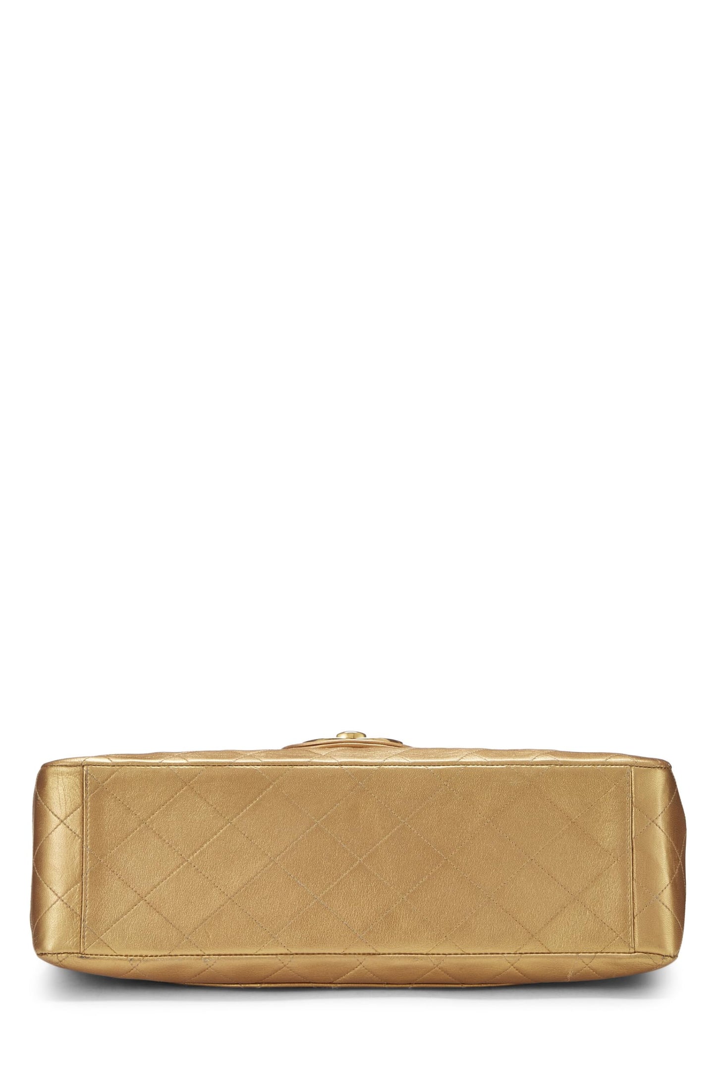 Chanel,  Gold Quilted Lambskin Half Flap Jumbo, Gold