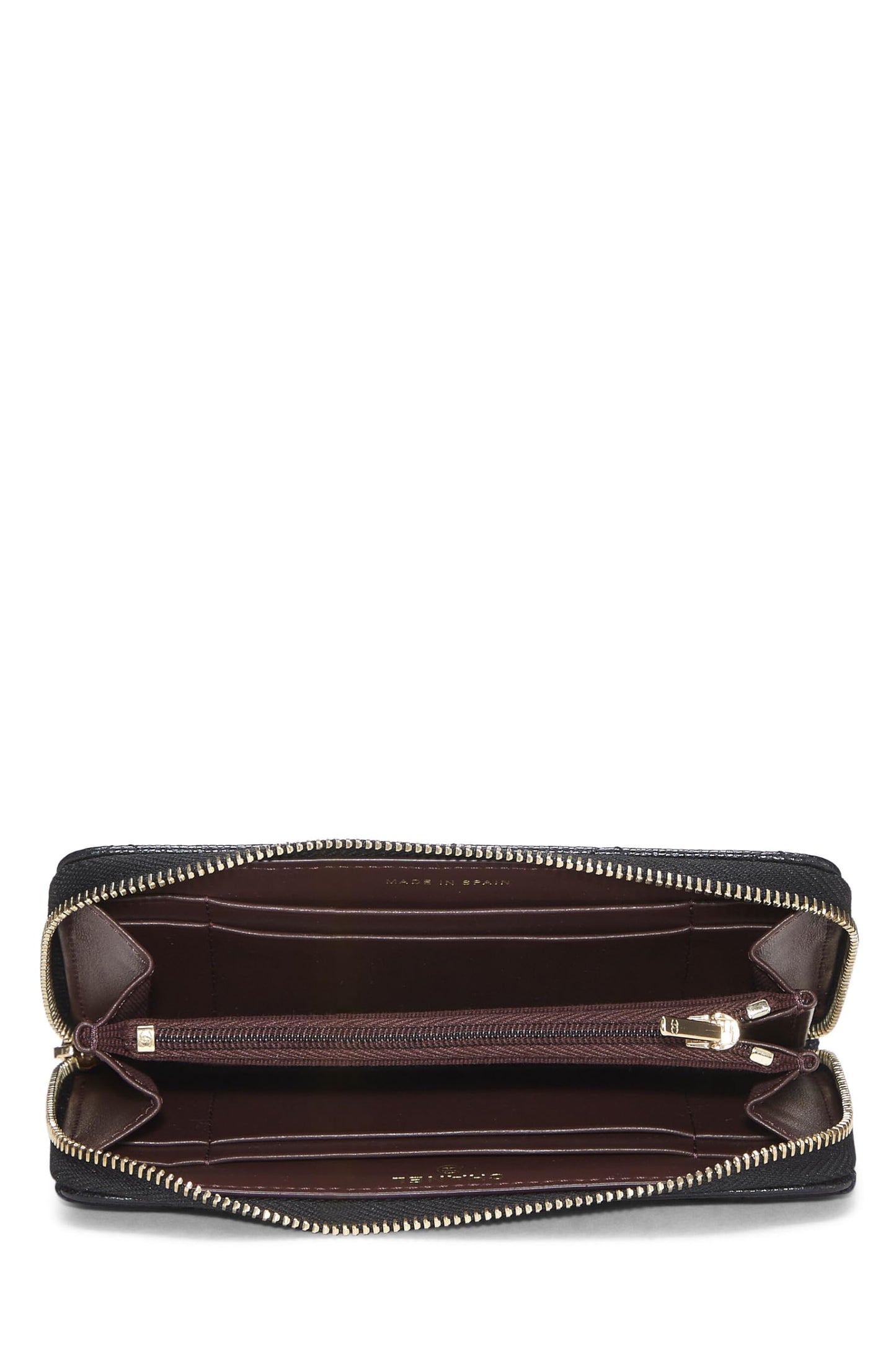 Chanel,  Black Quilted Caviar Zippy Small, Black