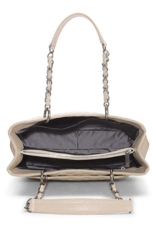 Chanel,  Beige Quilted Caviar Grand Shopping Tote (GST), Beige