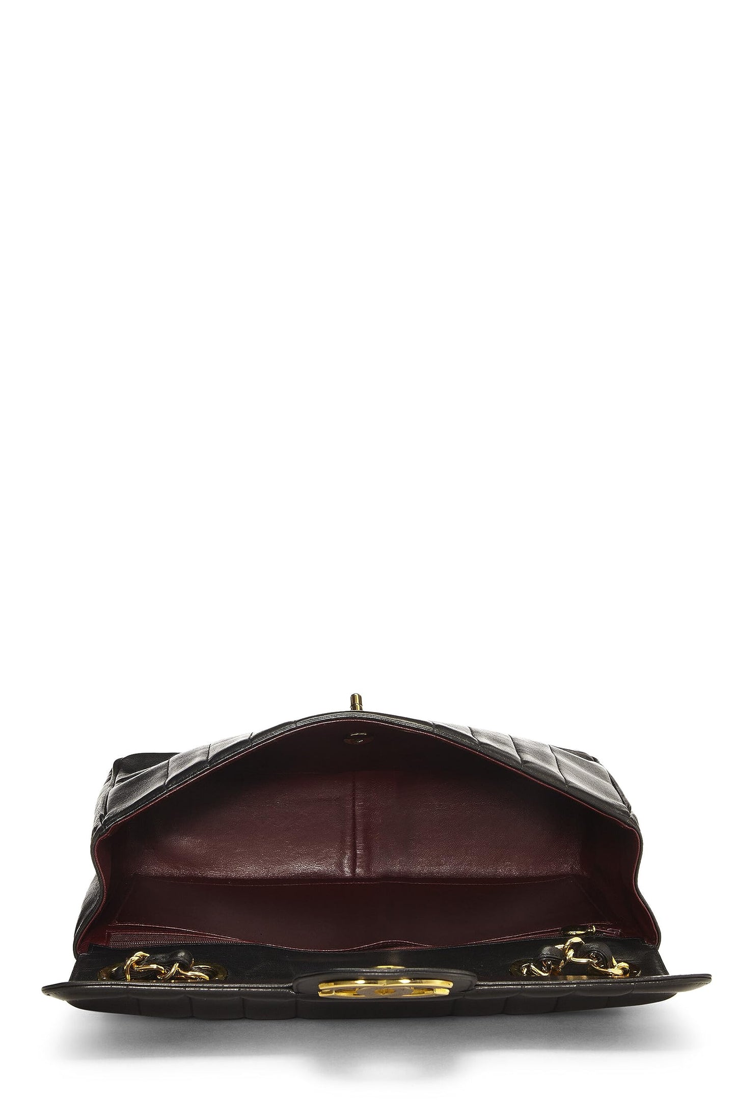 Chanel,  Black Vertical Lambskin Half Flap Jumbo, Black