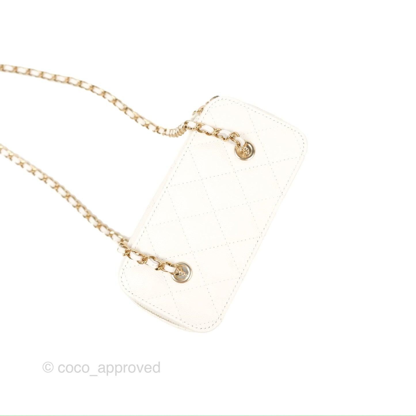 Chanel Classic Vanity Rectangular with Chain White Caviar Gold Hardware