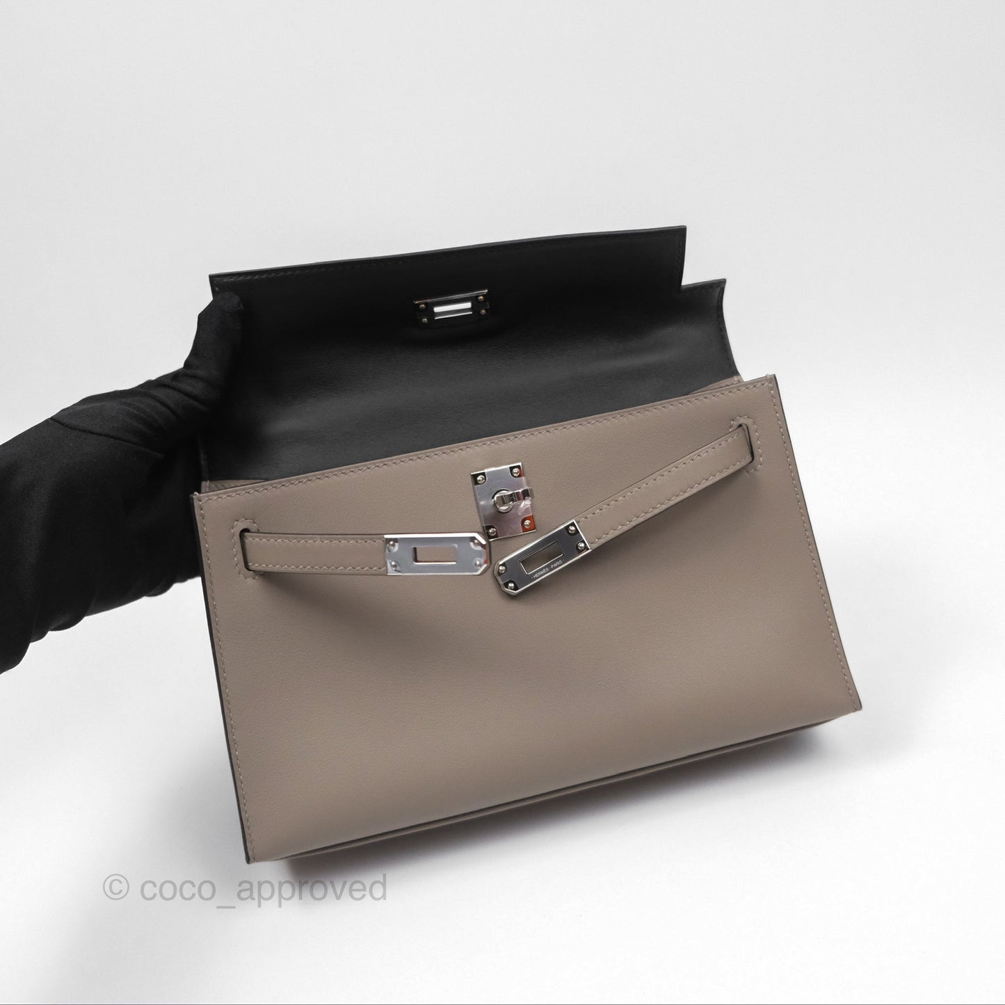 Hermès Kelly Pochette Clutch HSS Gris Asphalte M8/ Noir 89 Palladium Hardware