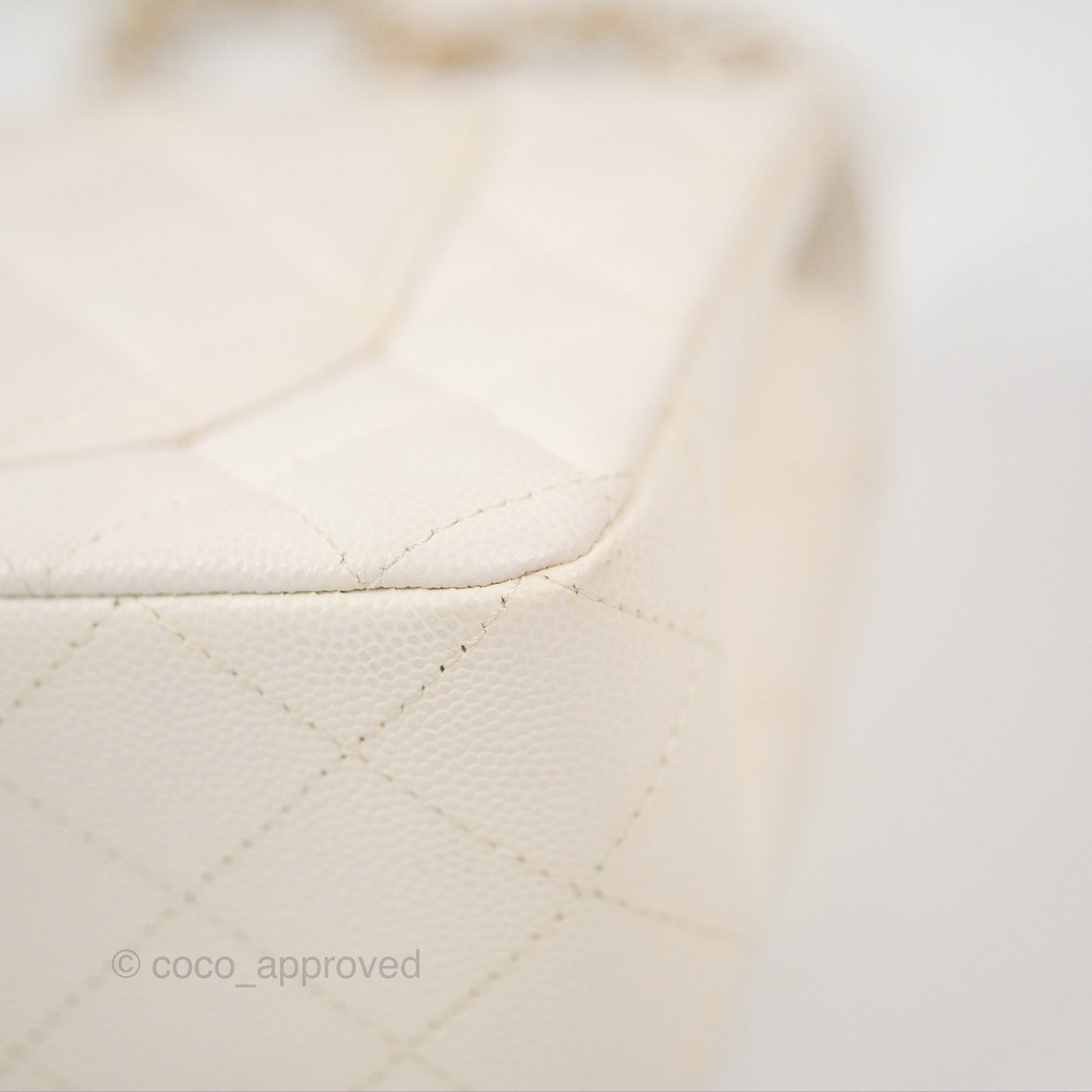 Chanel Small Classic Quilted Flap White Caviar Gold Hardware
