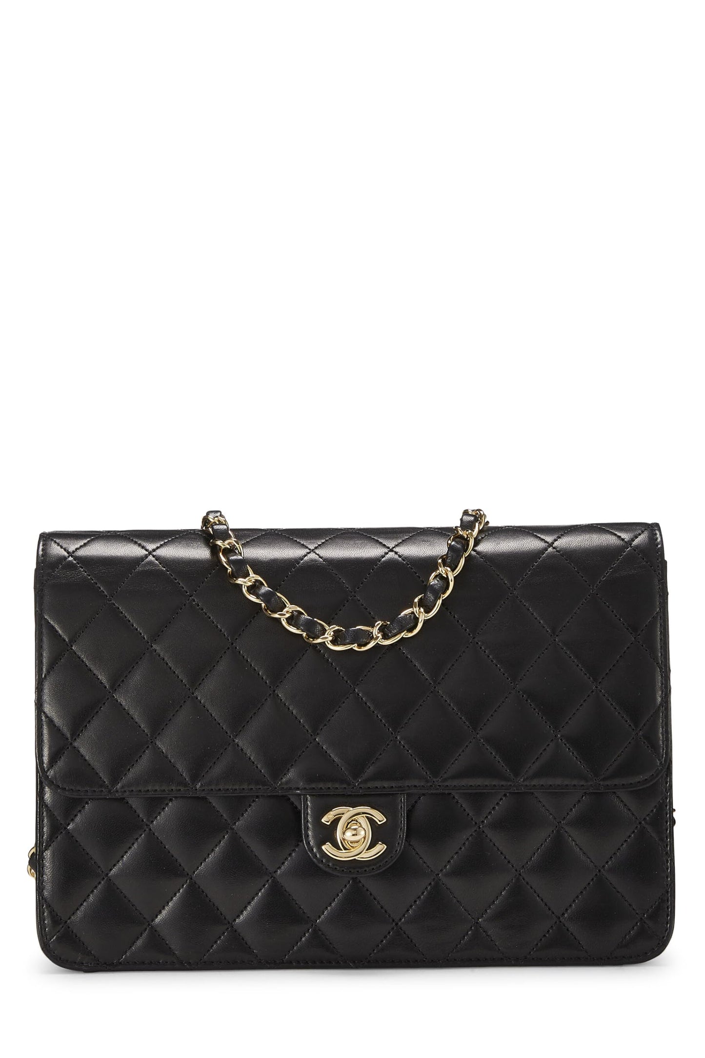 Chanel,  Black Quilted Lambskin Turnlock Ex Flap Medium, Black