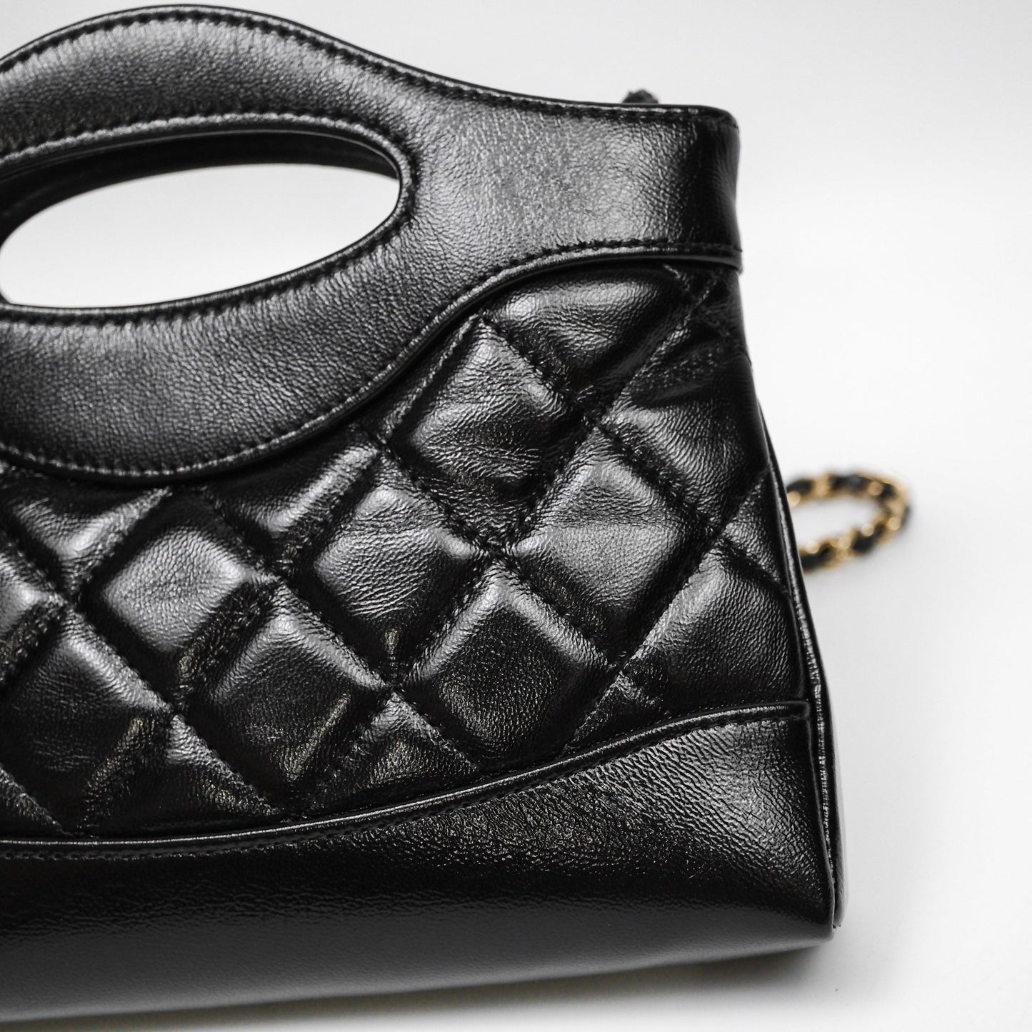 Chanel Nano 31 Black Shiny Lambskin Gold Hardware
