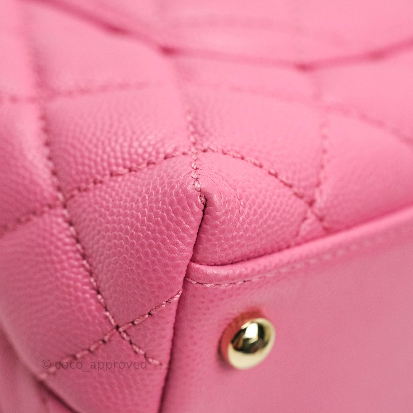 Chanel Extra Mini Coco Handle Quilted Pink Caviar Lizard Embossed Handle Gold Hardware