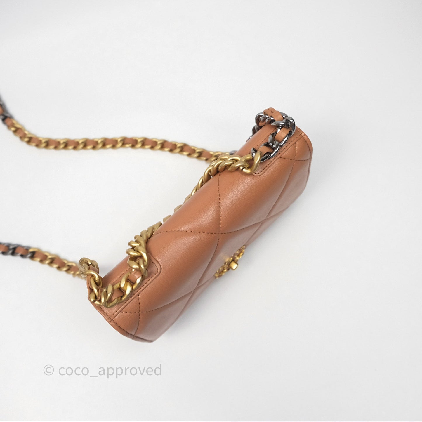 Chanel 19 Wallet on Chain WOC Dark Beige Caramel Lambskin Mixed Hardware