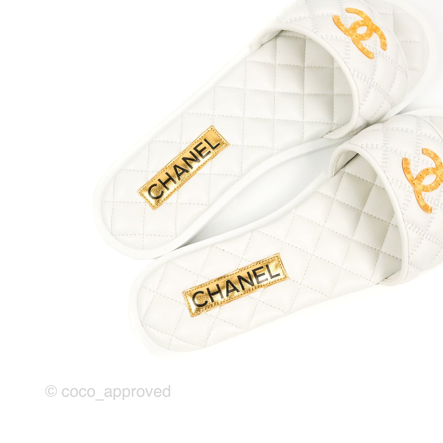 Chanel White Slippers
