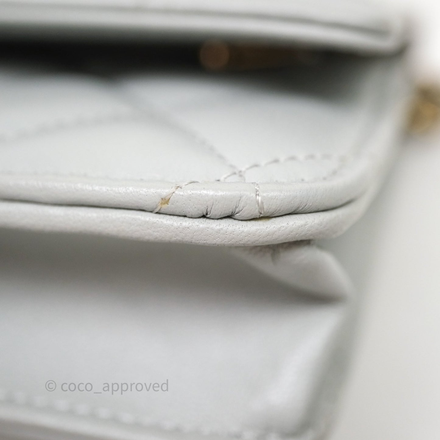 Chanel Classic Quilted Wallet on Chain WOC Grey Lambskin Gold Hardware