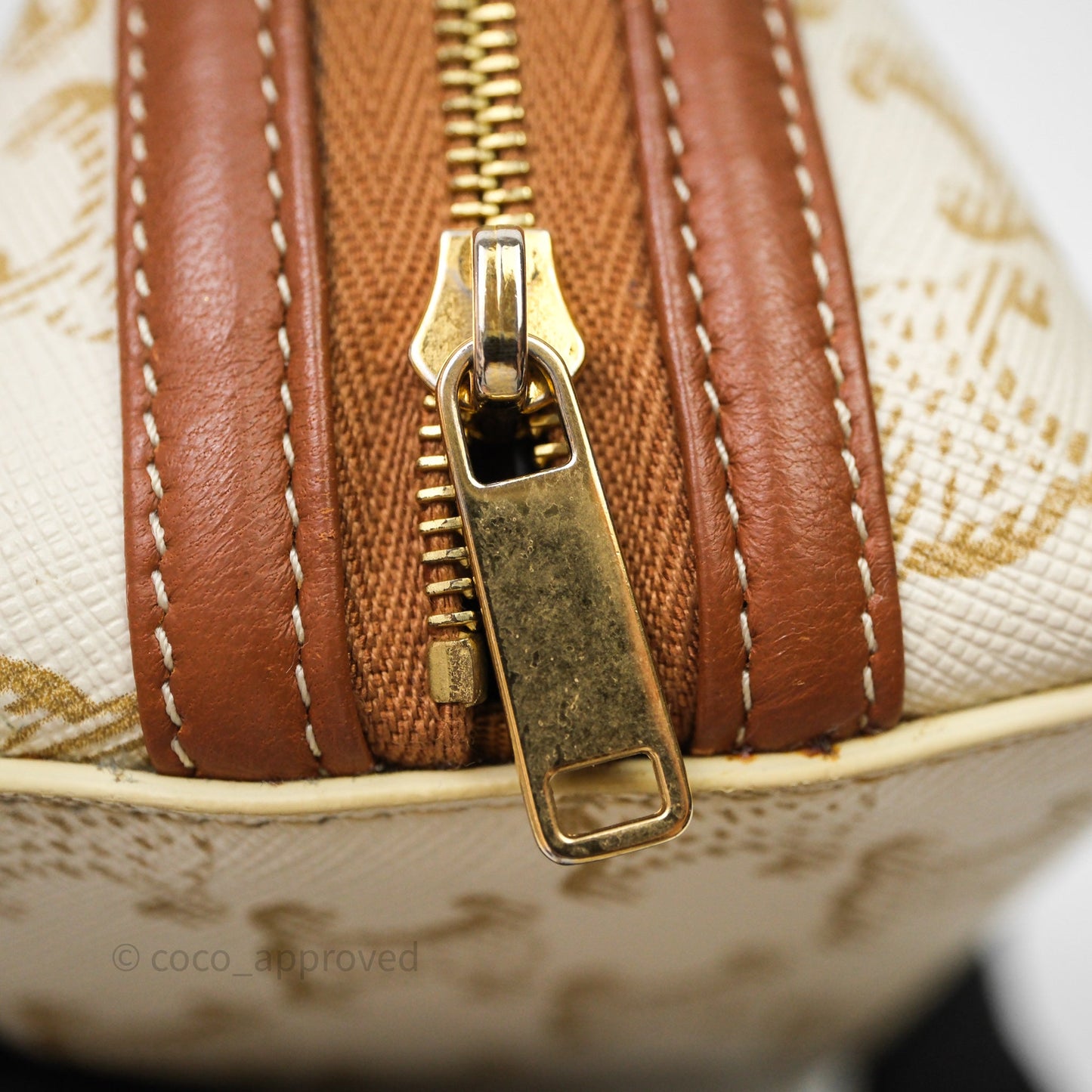 Celine Clutch With Chain Triomphe Canvas White/Tan