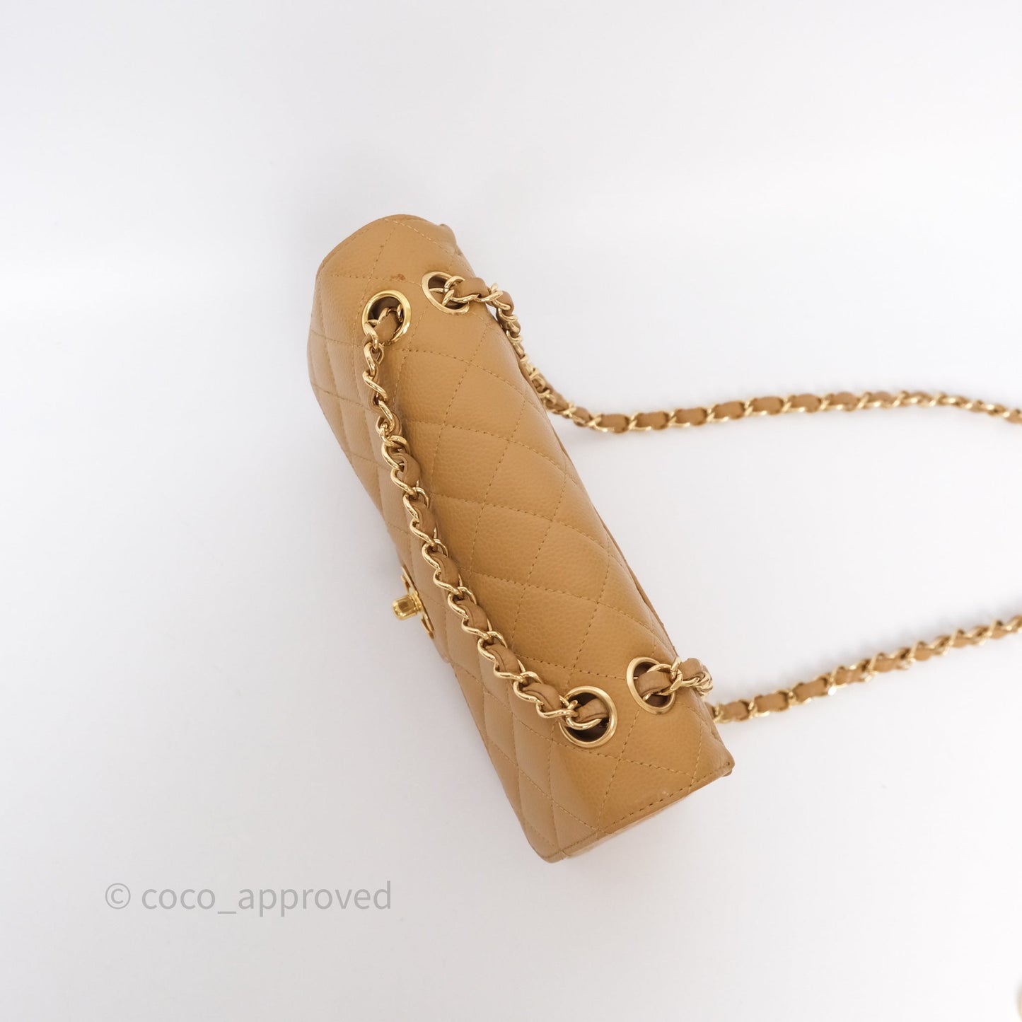 Chanel Classic M/L Medium Flap Quilted Dark Beige Caviar Gold Hardware