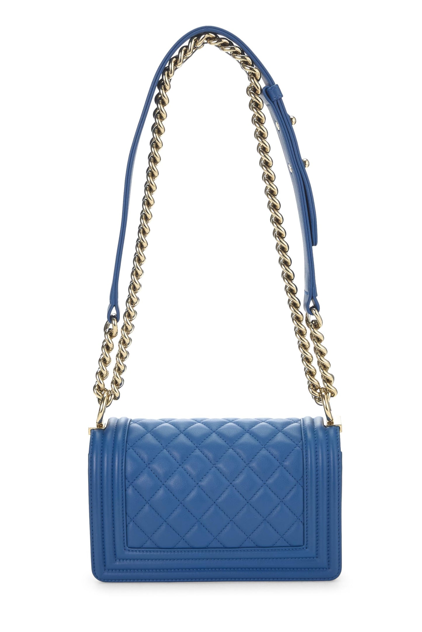 Chanel,  Blue Quilted Lambskin Boy Small, Blue