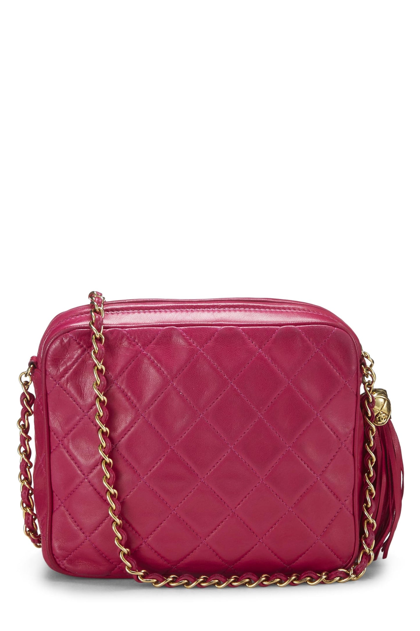 Chanel,  Pink Lambskin Diagonal Camera Bag Small, Pink