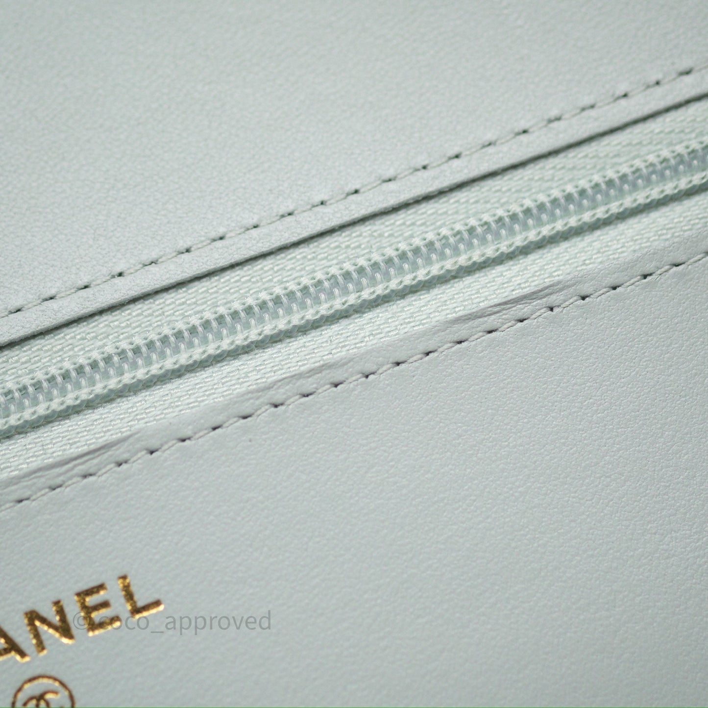 Chanel Classic Quilted Wallet on Chain WOC Grey Lambskin Gold Hardware