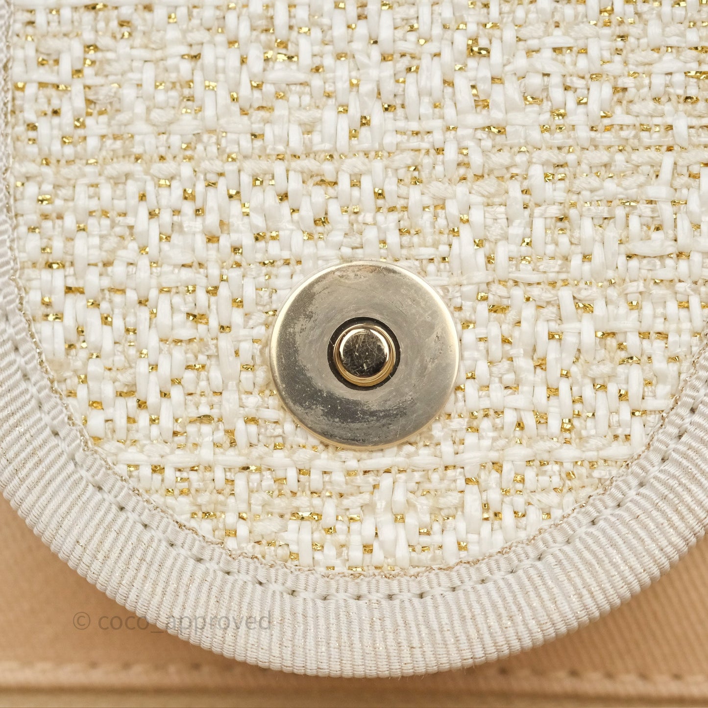 Chanel Large Deauville Ivory/Gold Canvas Gold Hardware