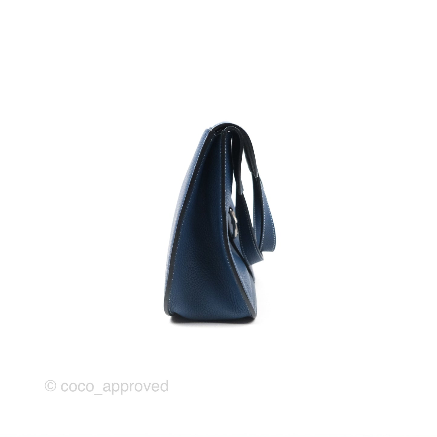 Hermès Halzan 31 Deep Blue S4 Clemence Palladium Hardware
