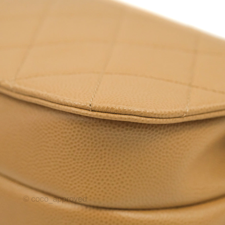 Chanel Mini Messenger Bag Beige Caviar Gold Hardware 21K