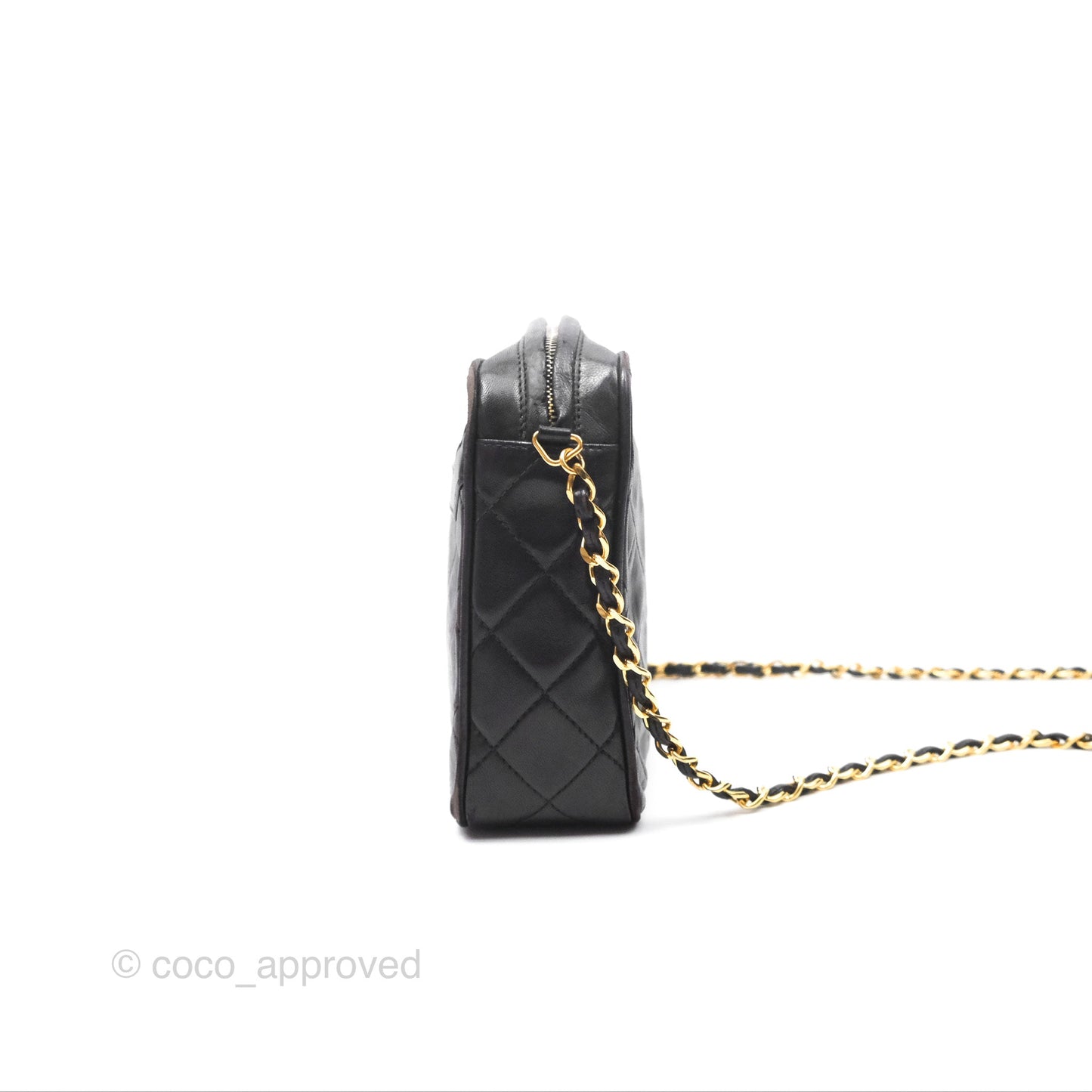 Chanel Vintage Small Camera Bag Black Lambskin Gold Hardware