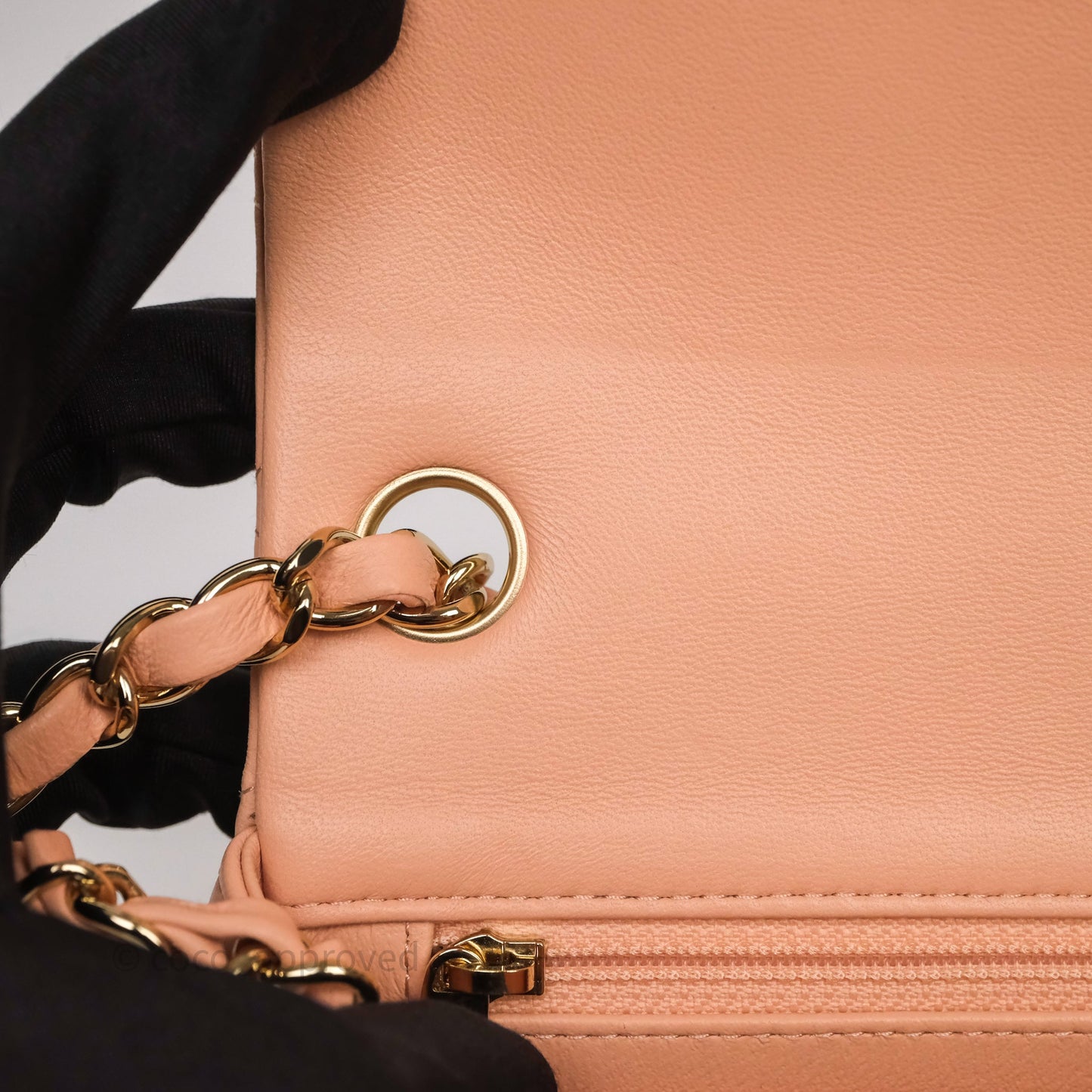Chanel Mini Square Flap Quilted Orange Clair Lambskin Gold Hardware