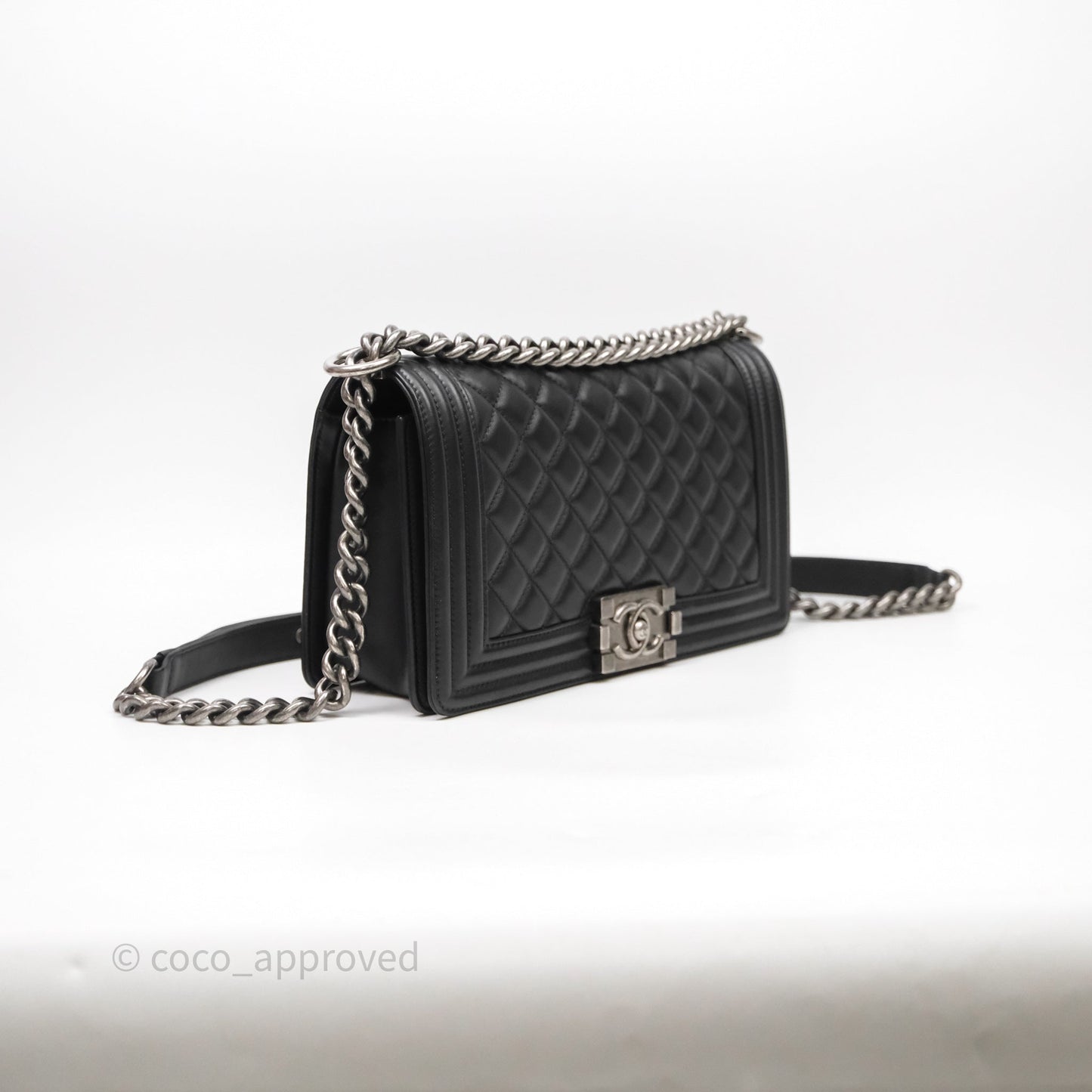 Chanel Medium Boy Quilted Black Lambskin Ruthenium Hardware