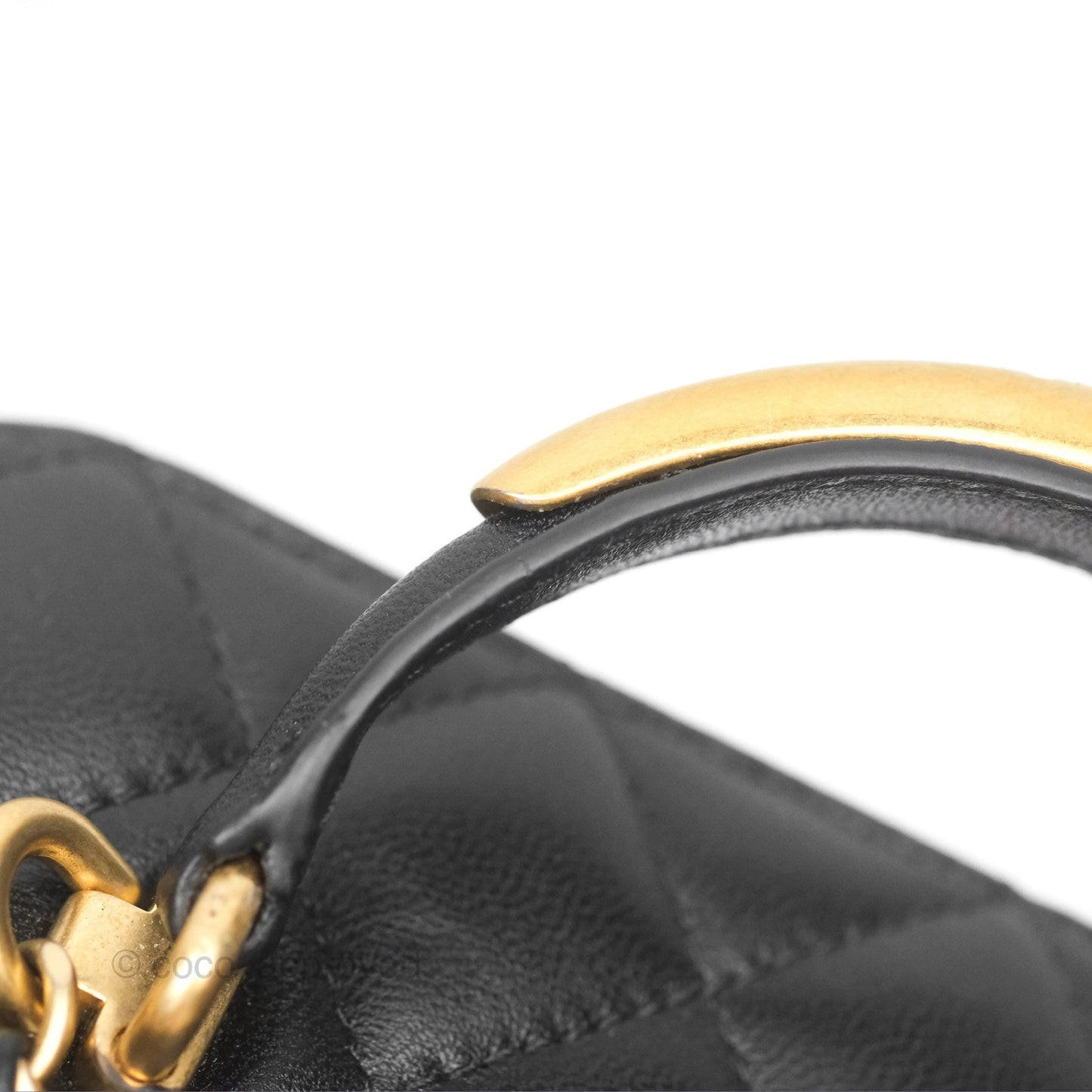 Chanel Vanity Rectangular Metal Top Handle Black Lambskin Aged Gold Hardware 22B