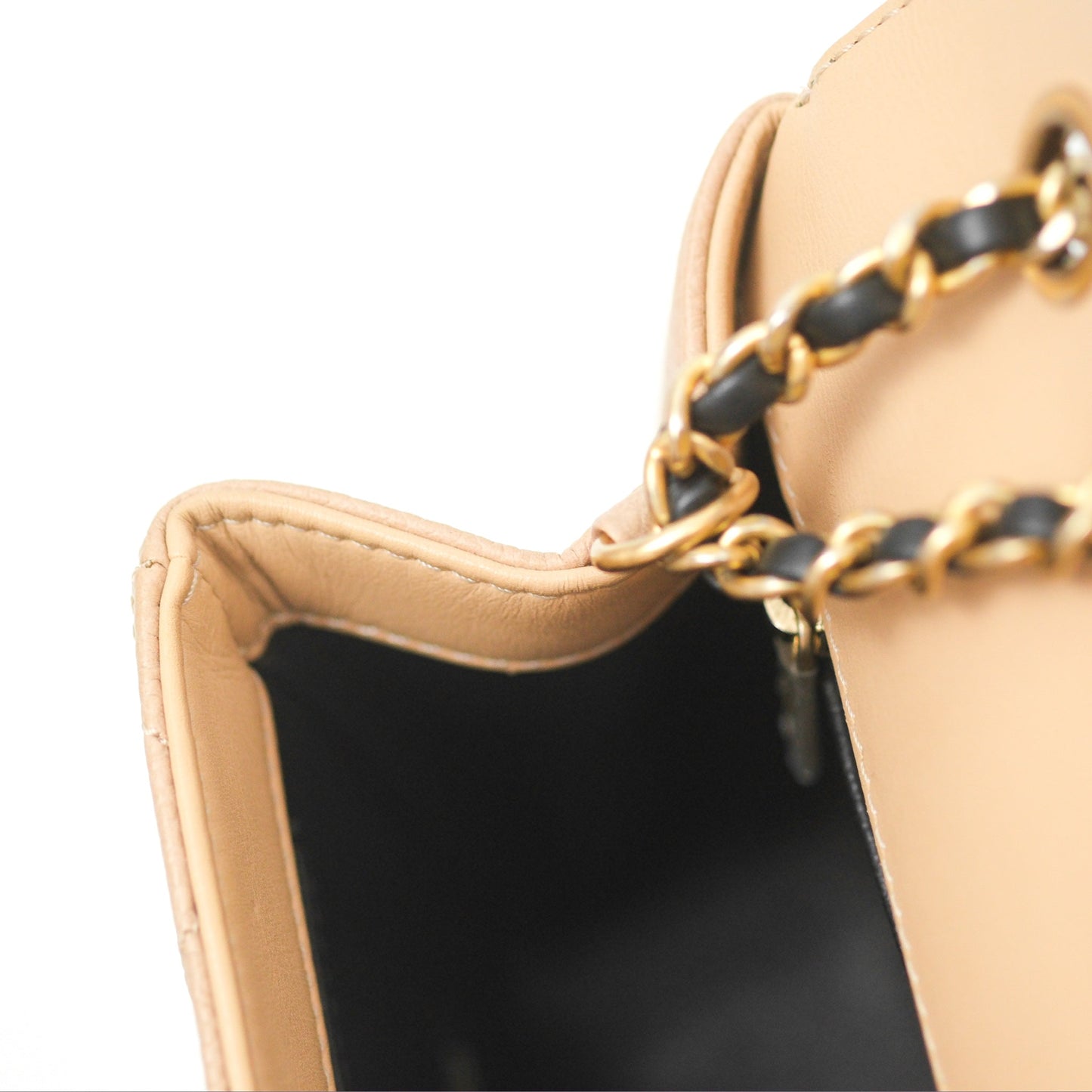 Chanel Quilted Small CC Filigree Flap Beige Black Caviar