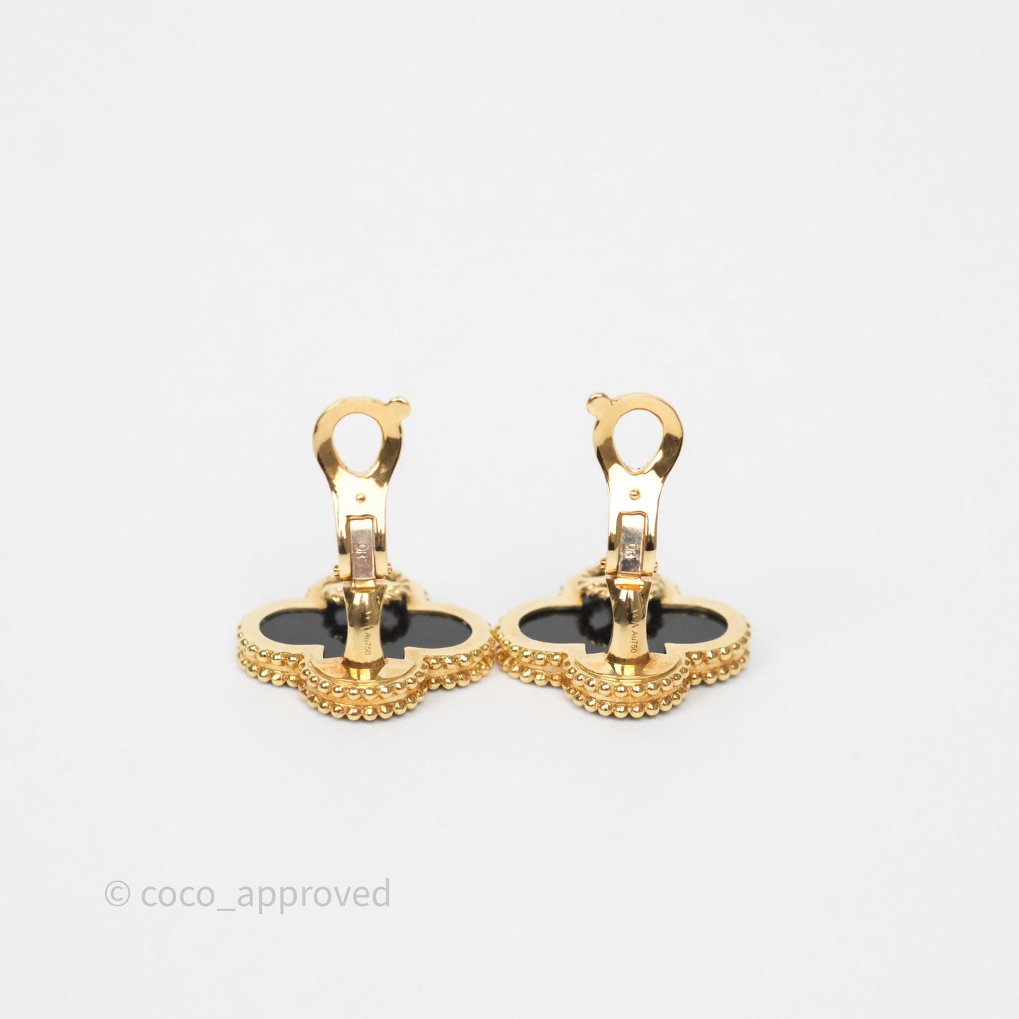 Van Cleef & Arpels Magic Alhambra Earrings 18K Yellow Gold Onyx