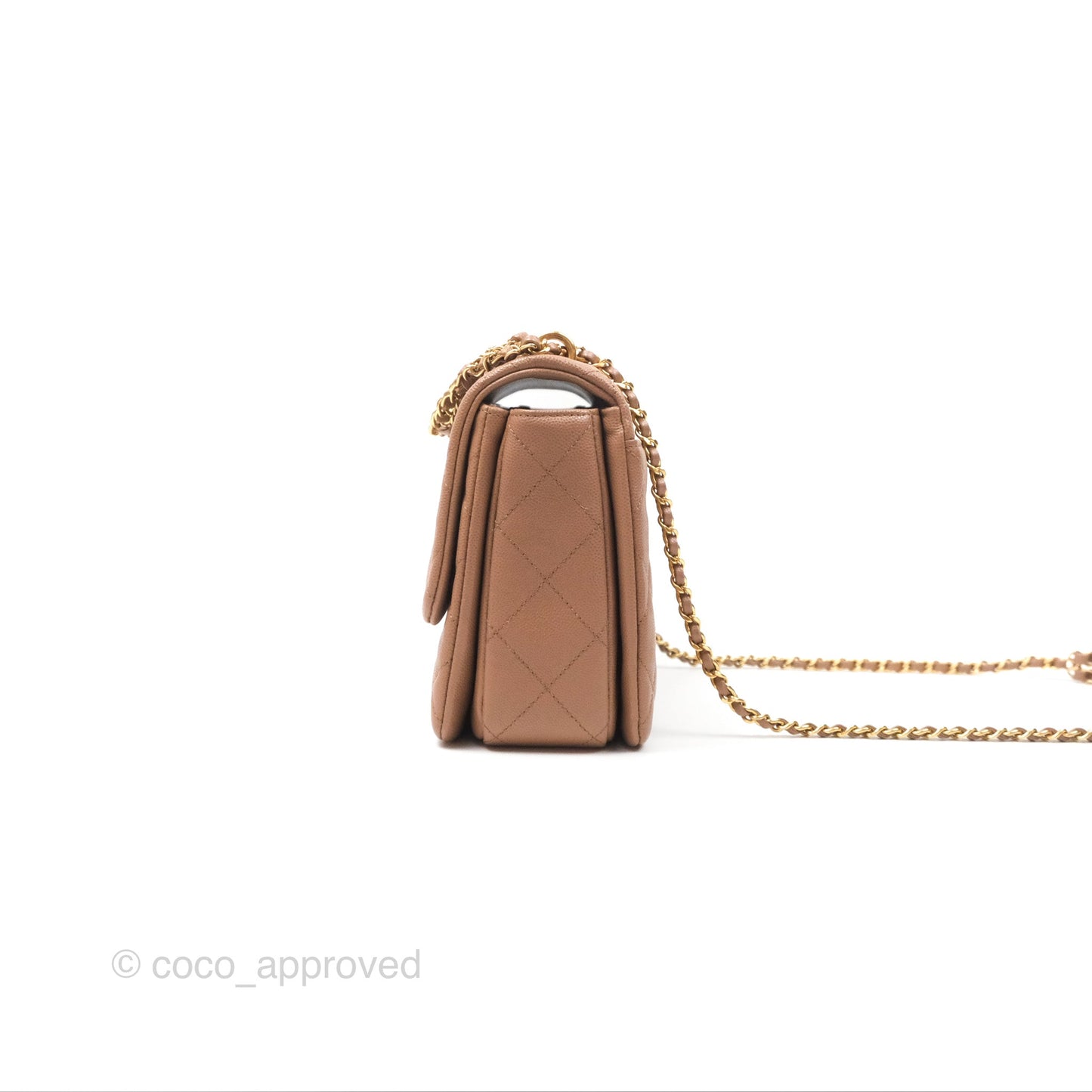 Chanel Coco First Dark Beige Flap Bag Caviar Gold Hardware 22K