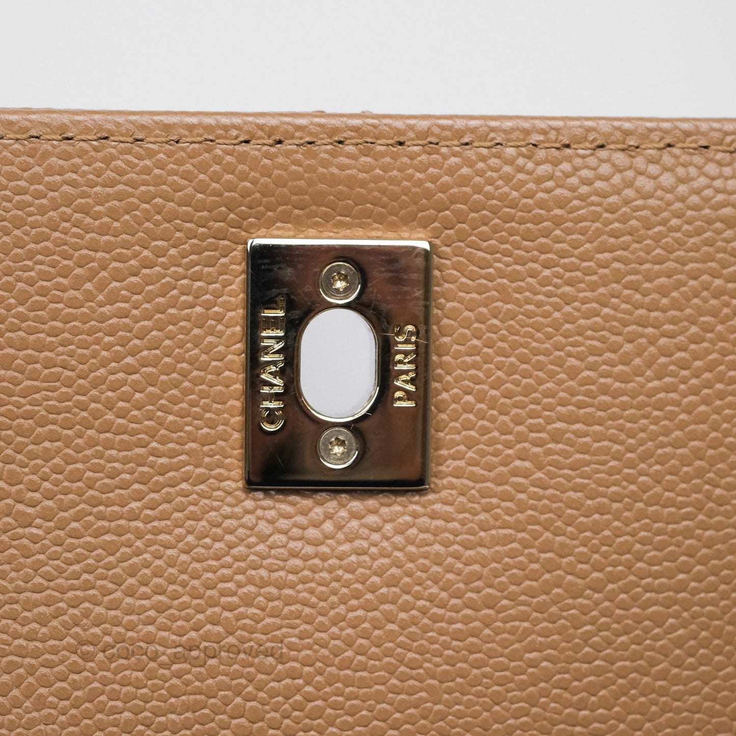 Chanel Quilted Medium Business Affinity Flap Dark Beige Caviar Gold Hardware