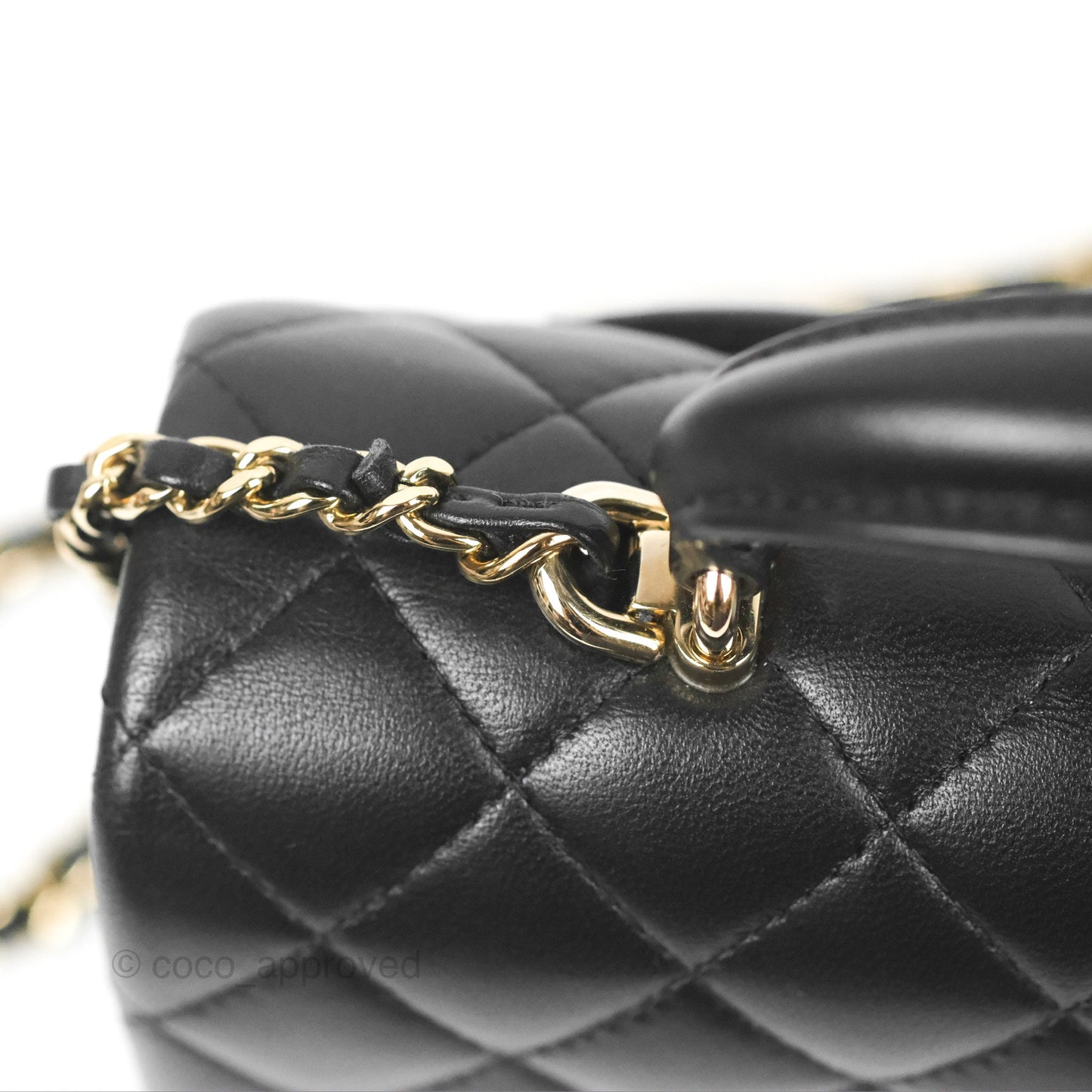 Chanel Top Handle Mini Rectangular Flap Bag Black Lambskin Gold Hardware
