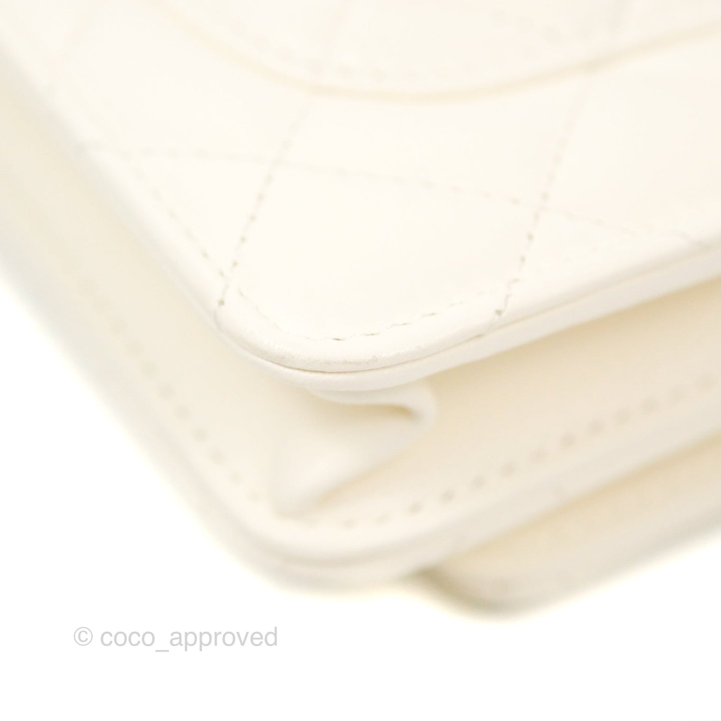 Chanel Quilted Pearl Crush Wallet on Chain WOC White Lambskin Aged Gold Hardware